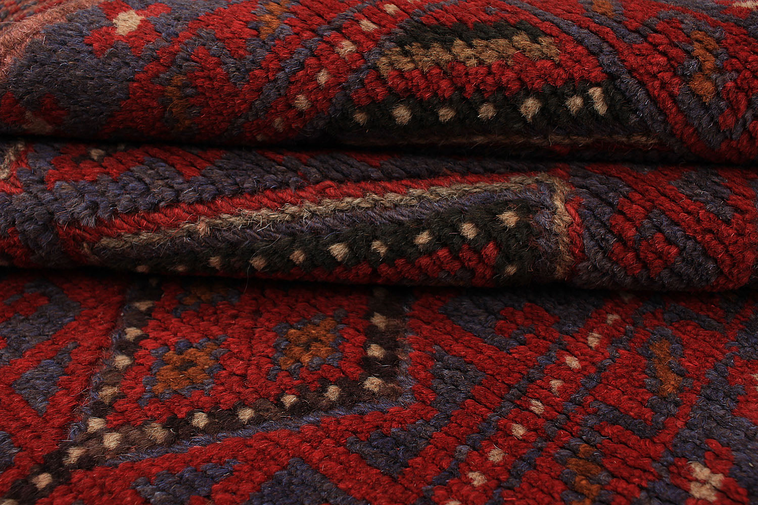 10' 6" X 2' 6" Red Handmade Mashwani Afghan Rug Runner