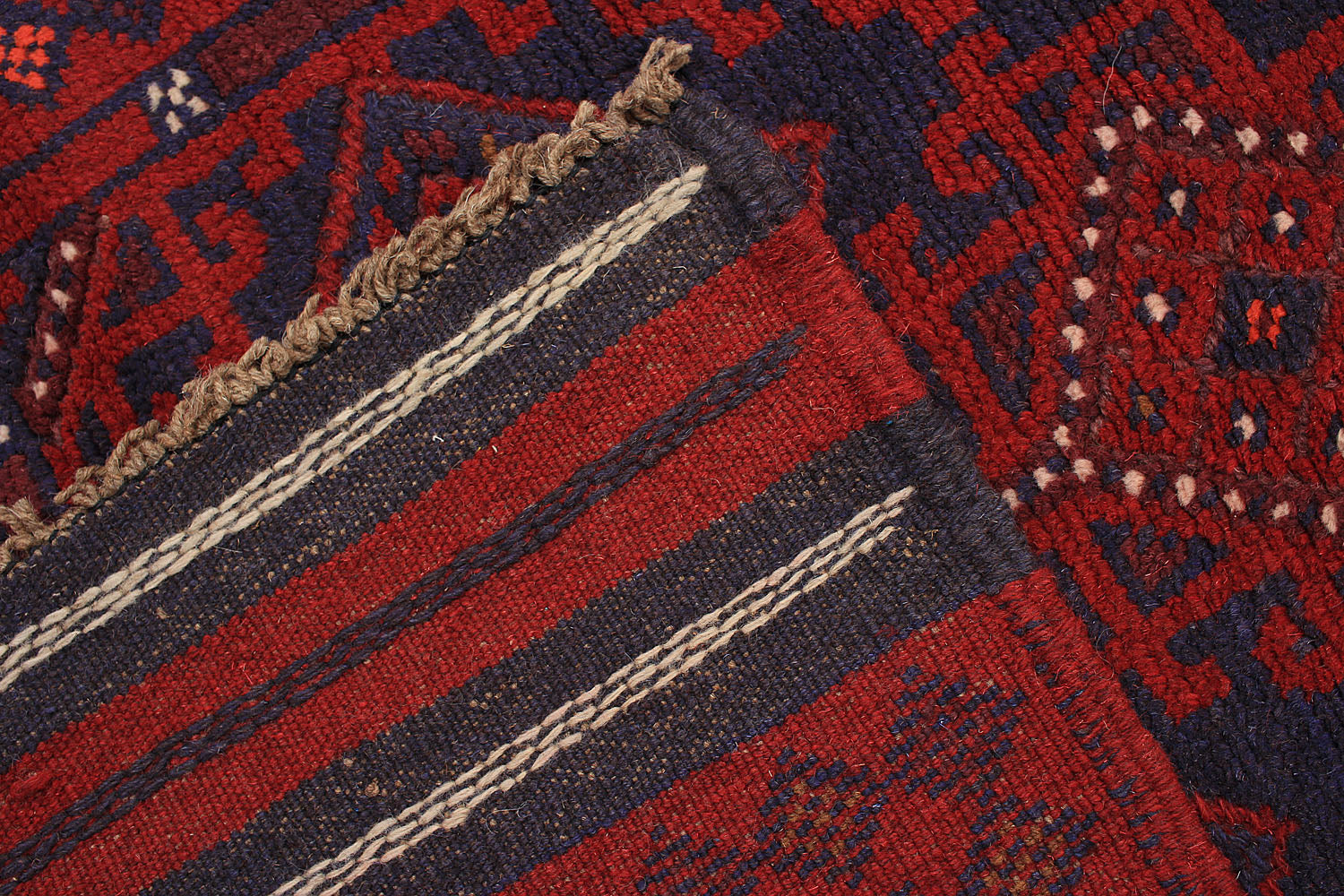 10' 6" X 2' 6" Red Handmade Mashwani Afghan Rug Runner
