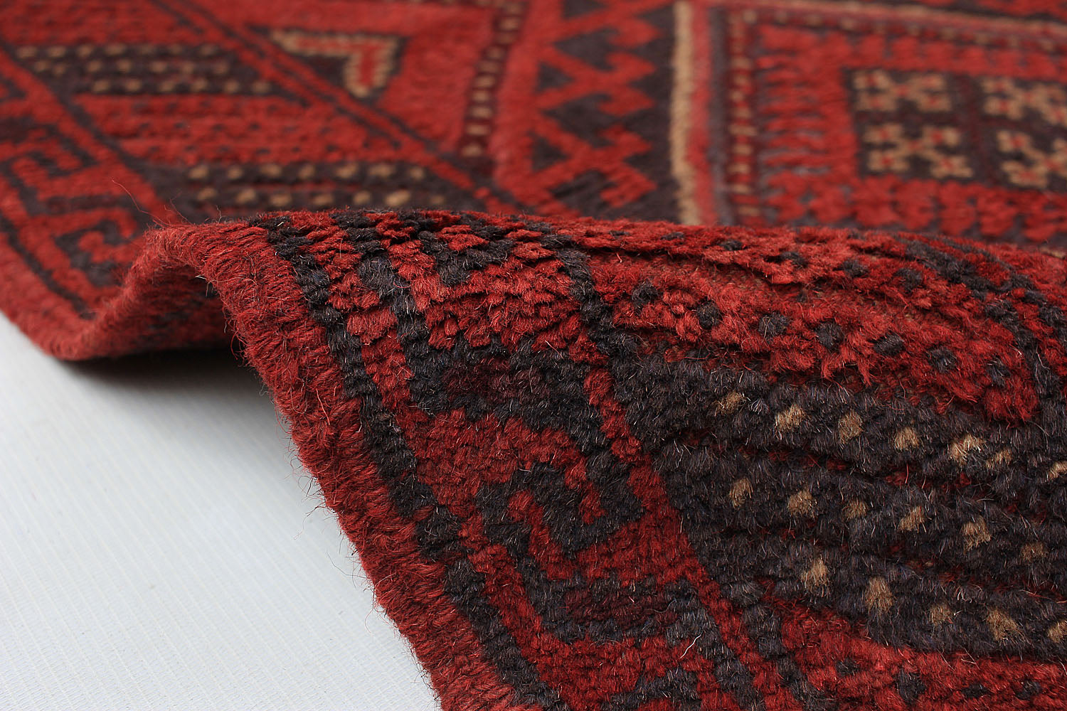 10' 6" X 2' 6" Red Handmade Mashwani Afghan Rug Runner