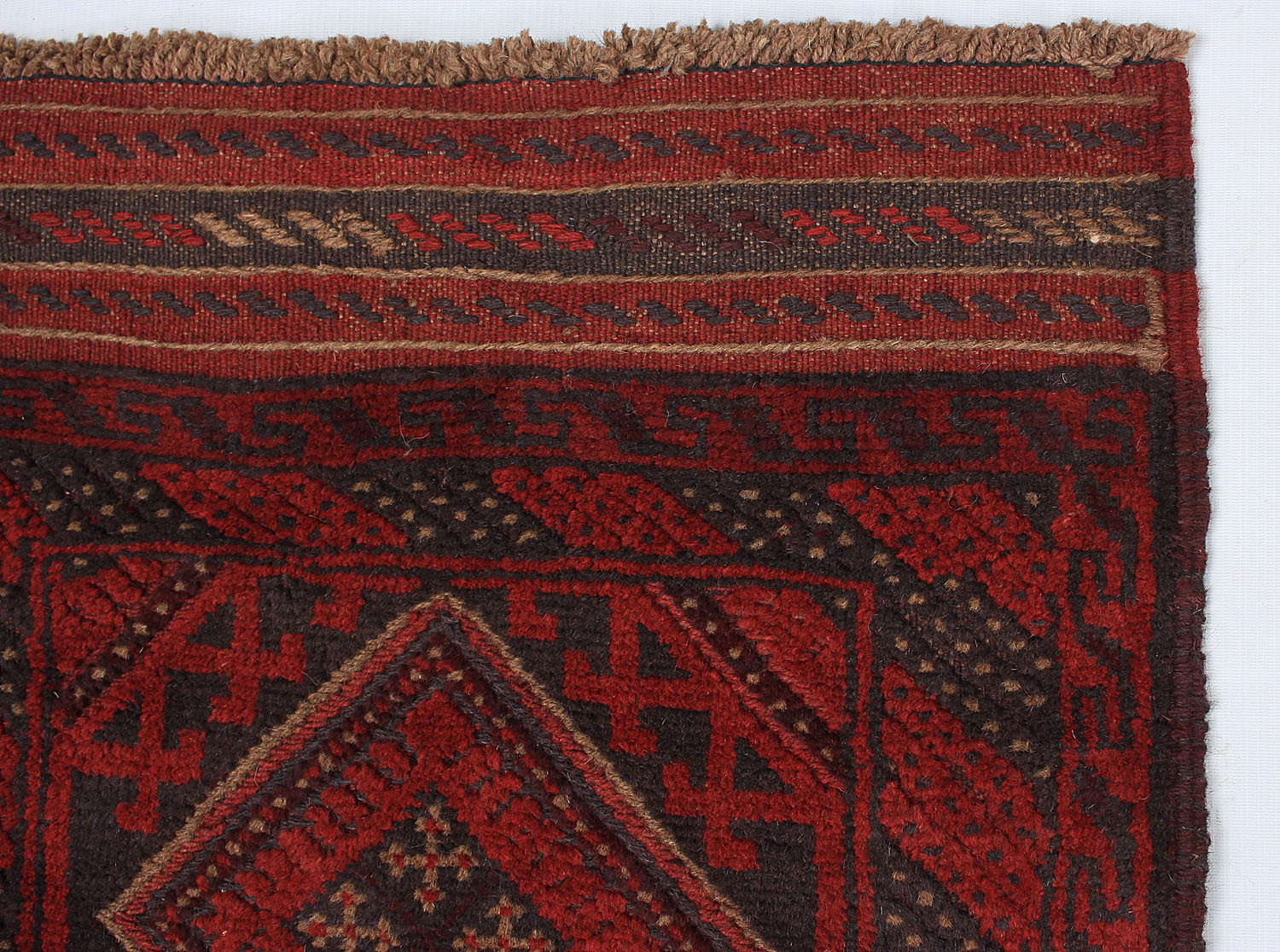 10' 6" X 2' 6" Red Handmade Mashwani Afghan Rug Runner