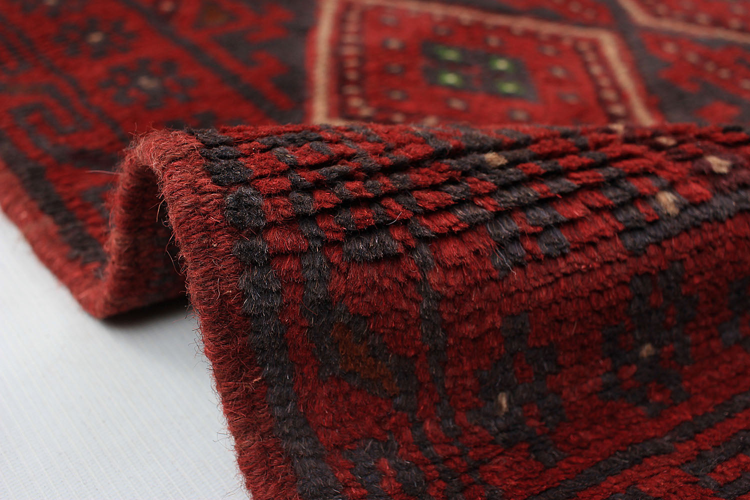 10' 6" X 2' 6" Red Handmade Mashwani Afghan Rug Runner