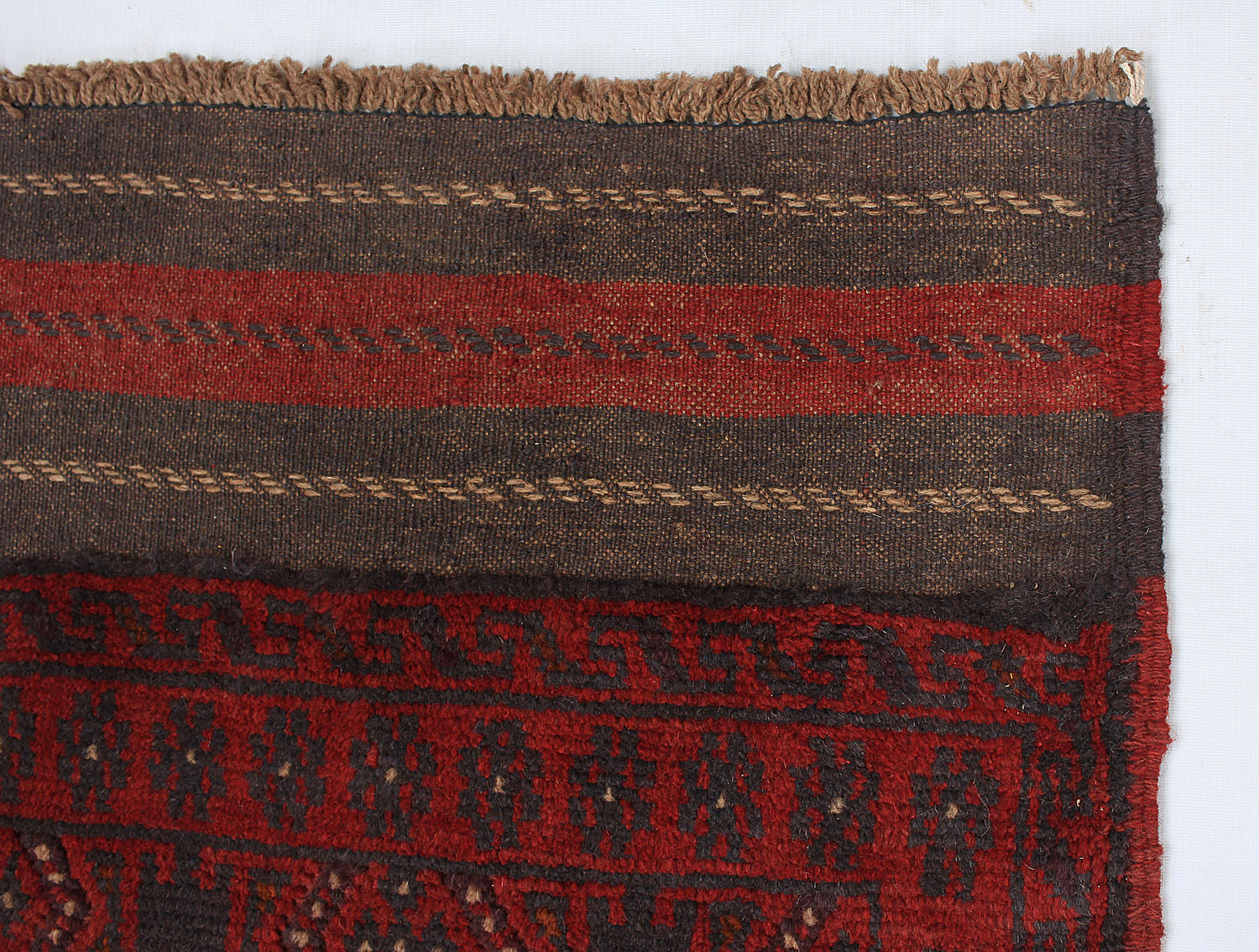 10' 6" X 2' 6" Red Handmade Mashwani Afghan Rug Runner
