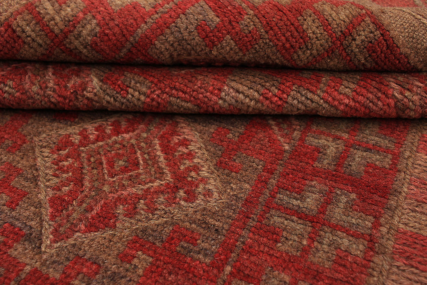 10' 6" X 2' 6" Red Handmade Mashwani Afghan Rug Runner
