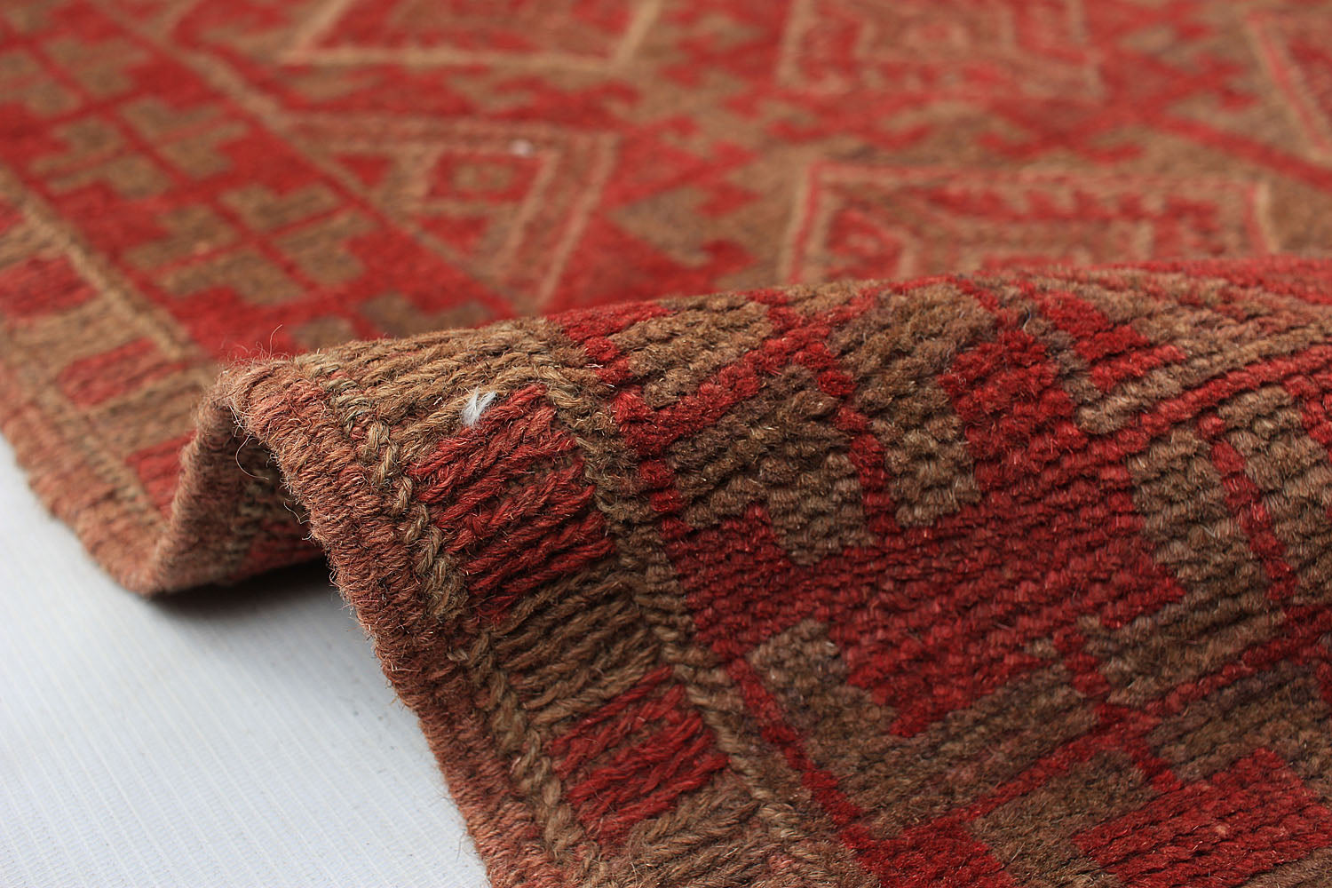 10' 6" X 2' 6" Red Handmade Mashwani Afghan Rug Runner