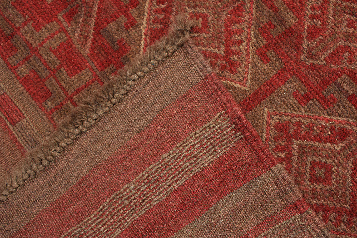 10' 6" X 2' 6" Red Handmade Mashwani Afghan Rug Runner