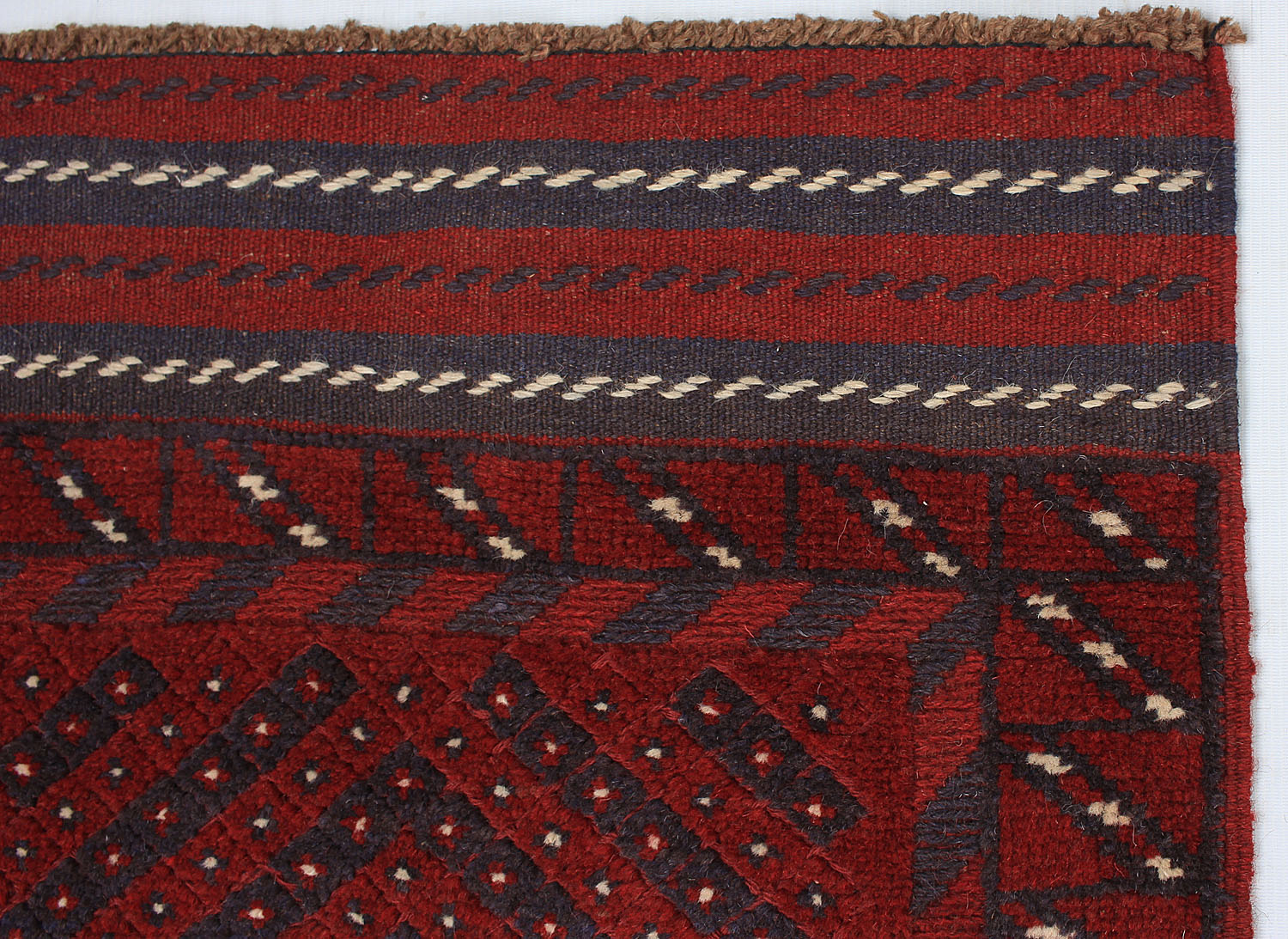 10' 6" X 2' 6" Red Handmade Mashwani Afghan Rug Runner