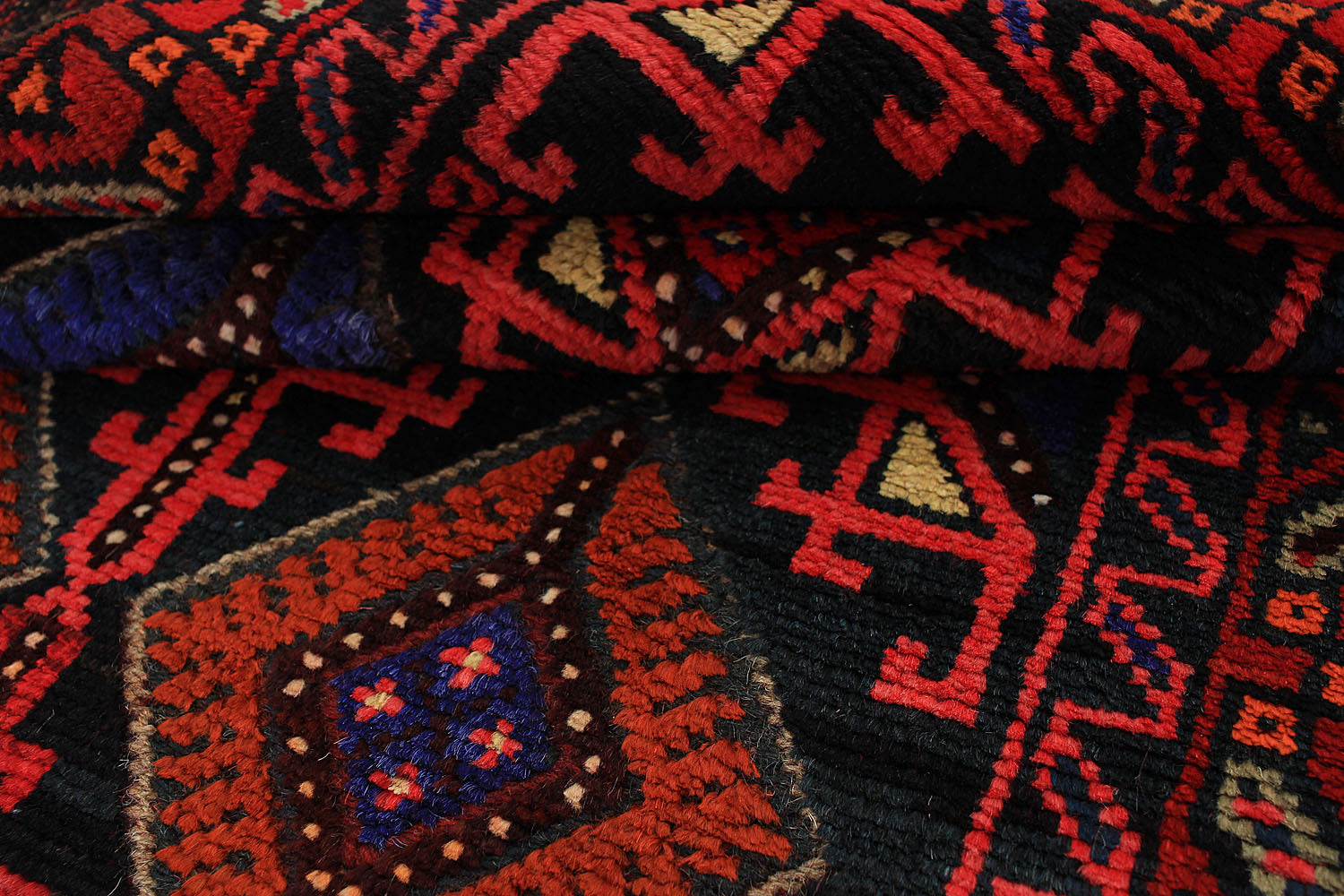 10' 6" X 2' 6" Red Handmade Mashwani Afghan Rug Runner