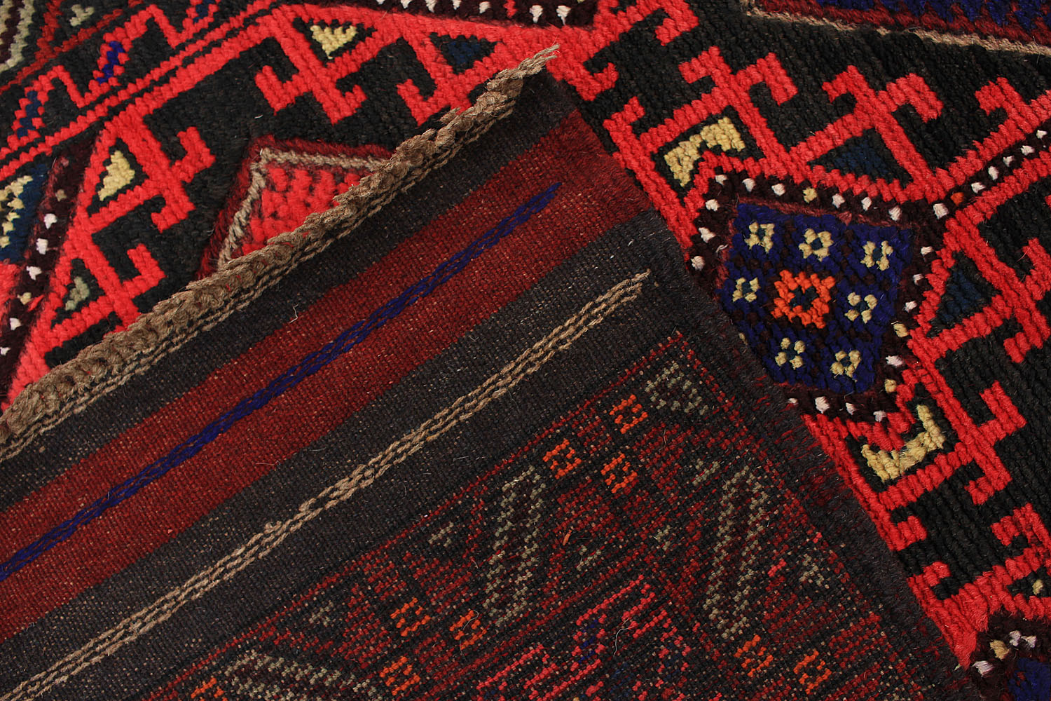 10' 6" X 2' 6" Red Handmade Mashwani Afghan Rug Runner