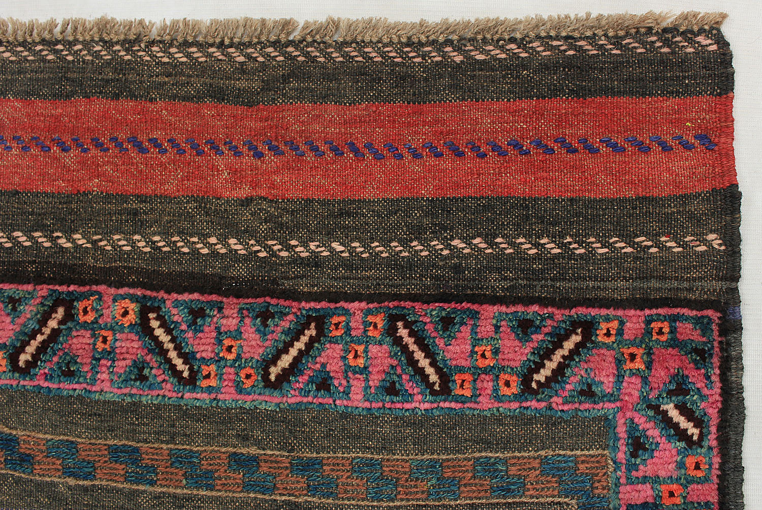 10' 6" X 2' 6" Red Handmade Mashwani Afghan Rug Runner