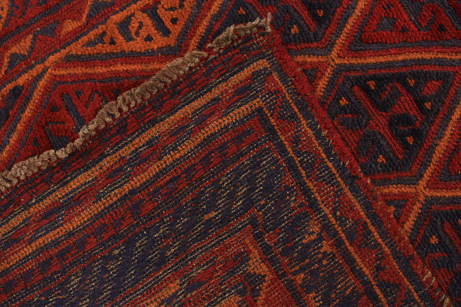 10' 6" X 2' 6" Red Handmade Mashwani Afghan Rug Runner