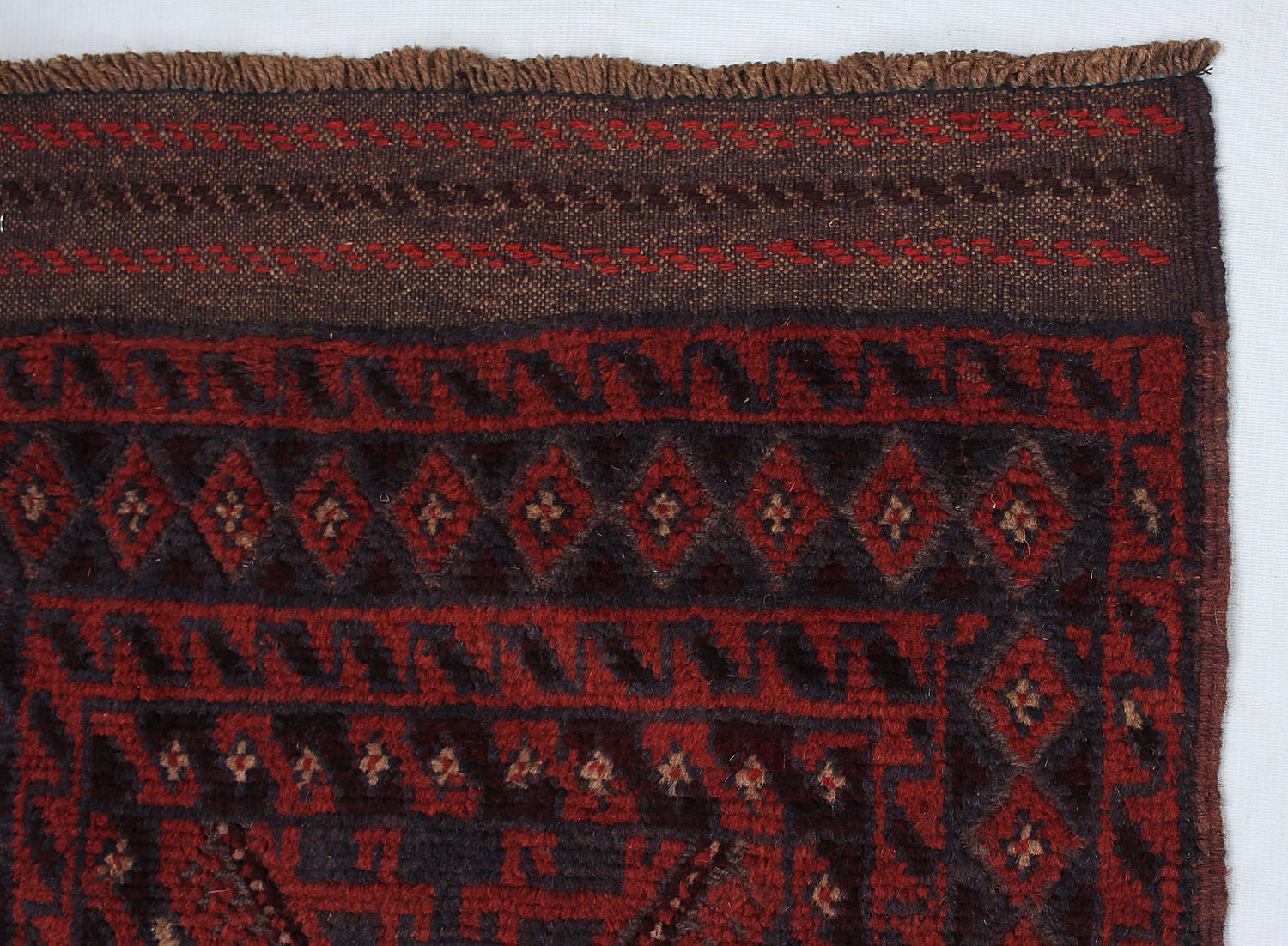 10' 6" X 2' 6" Red Handmade Mashwani Afghan Rug Runner