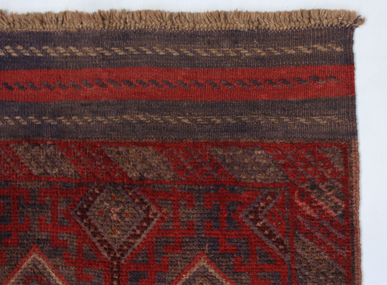 2' 6" X 9' Red Handmade Mashwani Afghan Rug Runner