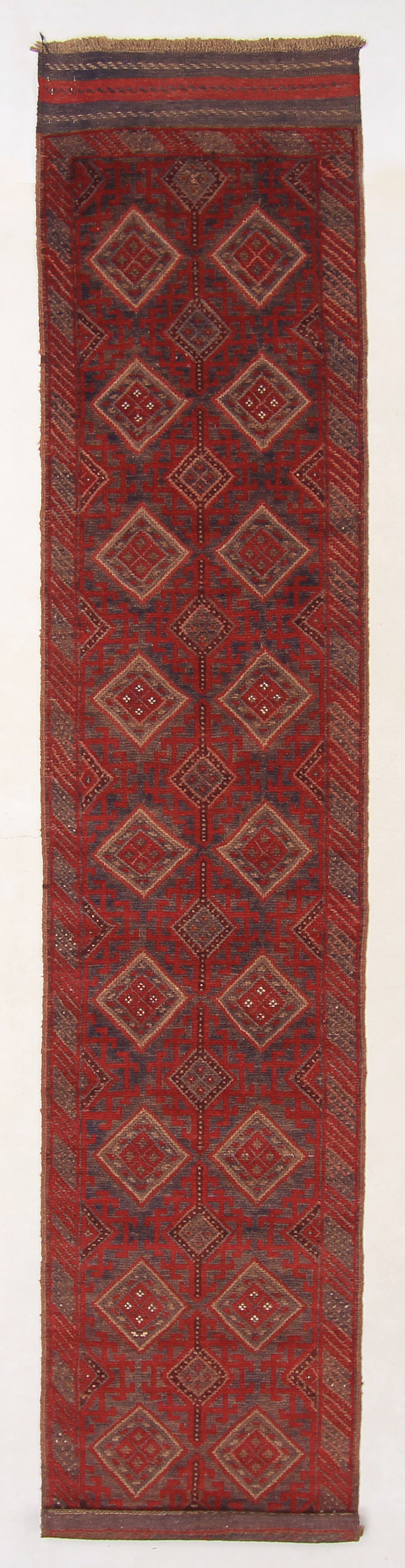 2' 6" X 9' Red Handmade Mashwani Afghan Rug Runner