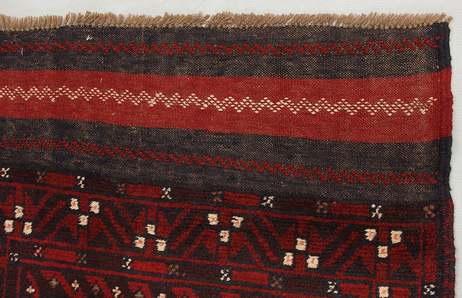 10' 6" X 2' 6" Red Handmade Mashwani Afghan Rug Runner