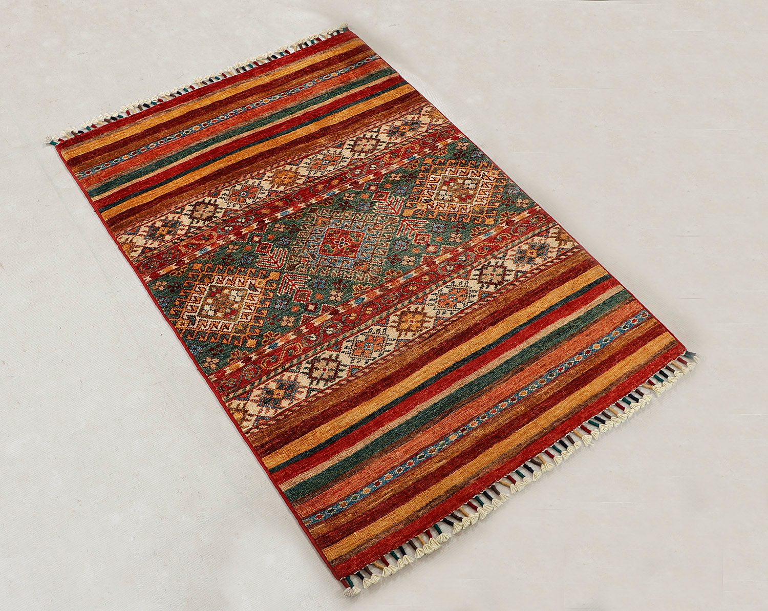 Khurjeen Persian Hand Knotted Wool Rug Multicolor 3' x 4'