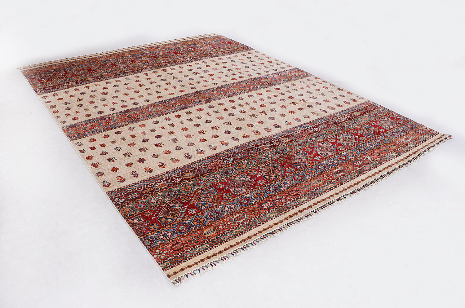Khurjeen Persian Hand Knotted Wool Rug Ivory 9' x 12'