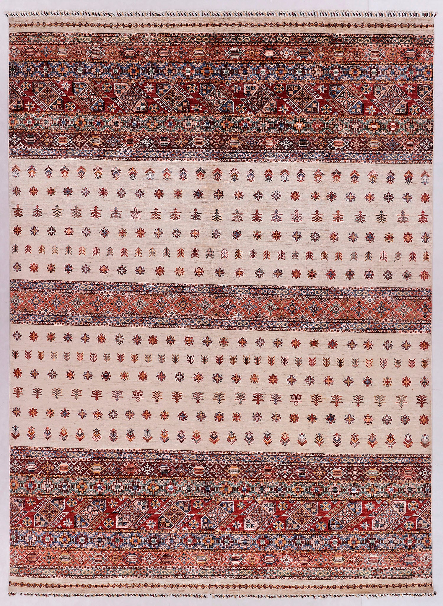 Khurjeen Persian Hand Knotted Wool Rug Ivory 9' x 12'