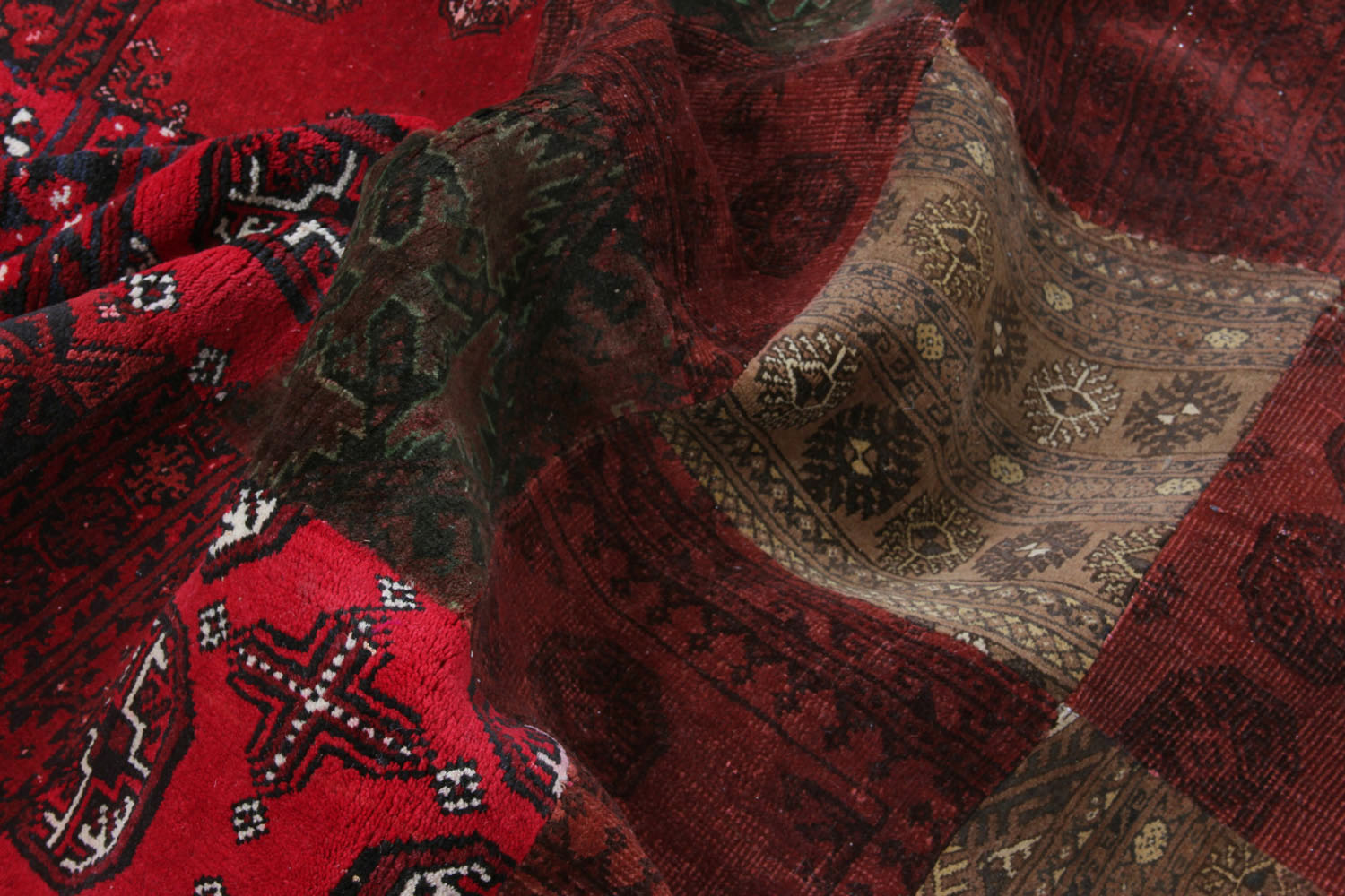 10' X 13' Red Handmade Patch Work Afghan Rug Rectangular