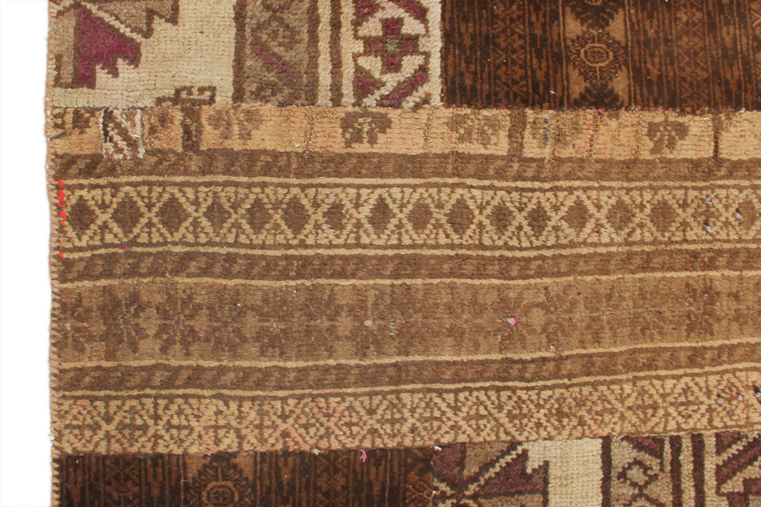 5' 6" X 8' Brown Handmade Patch Work Afghan Rug Rectangular