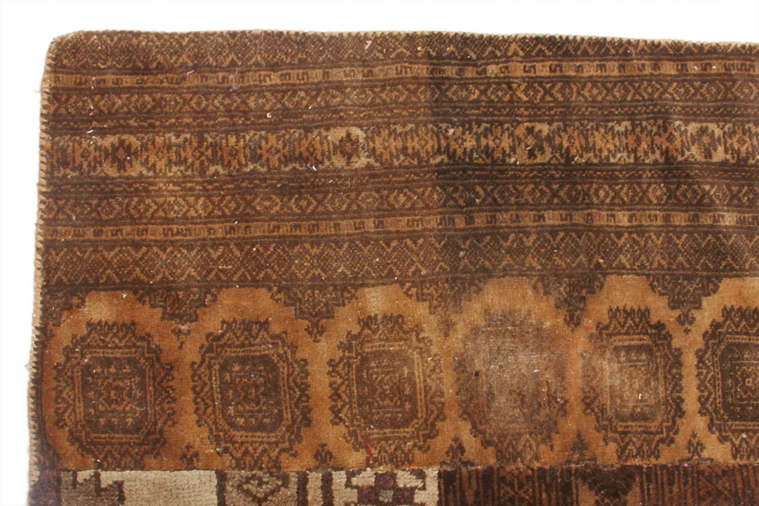 5' 6" X 8' Brown Handmade Patch Work Afghan Rug Rectangular