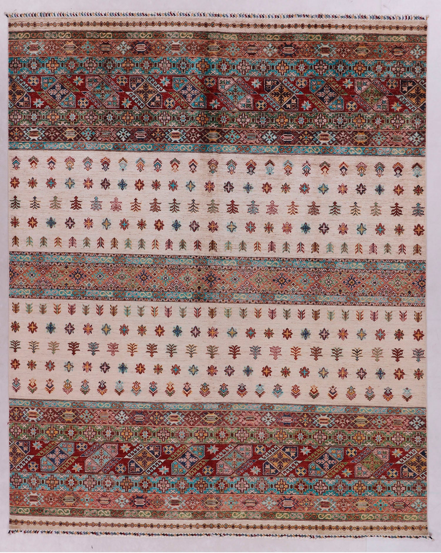 Khurjeen Persian Hand Knotted Wool Rug Ivory 8' x 10'