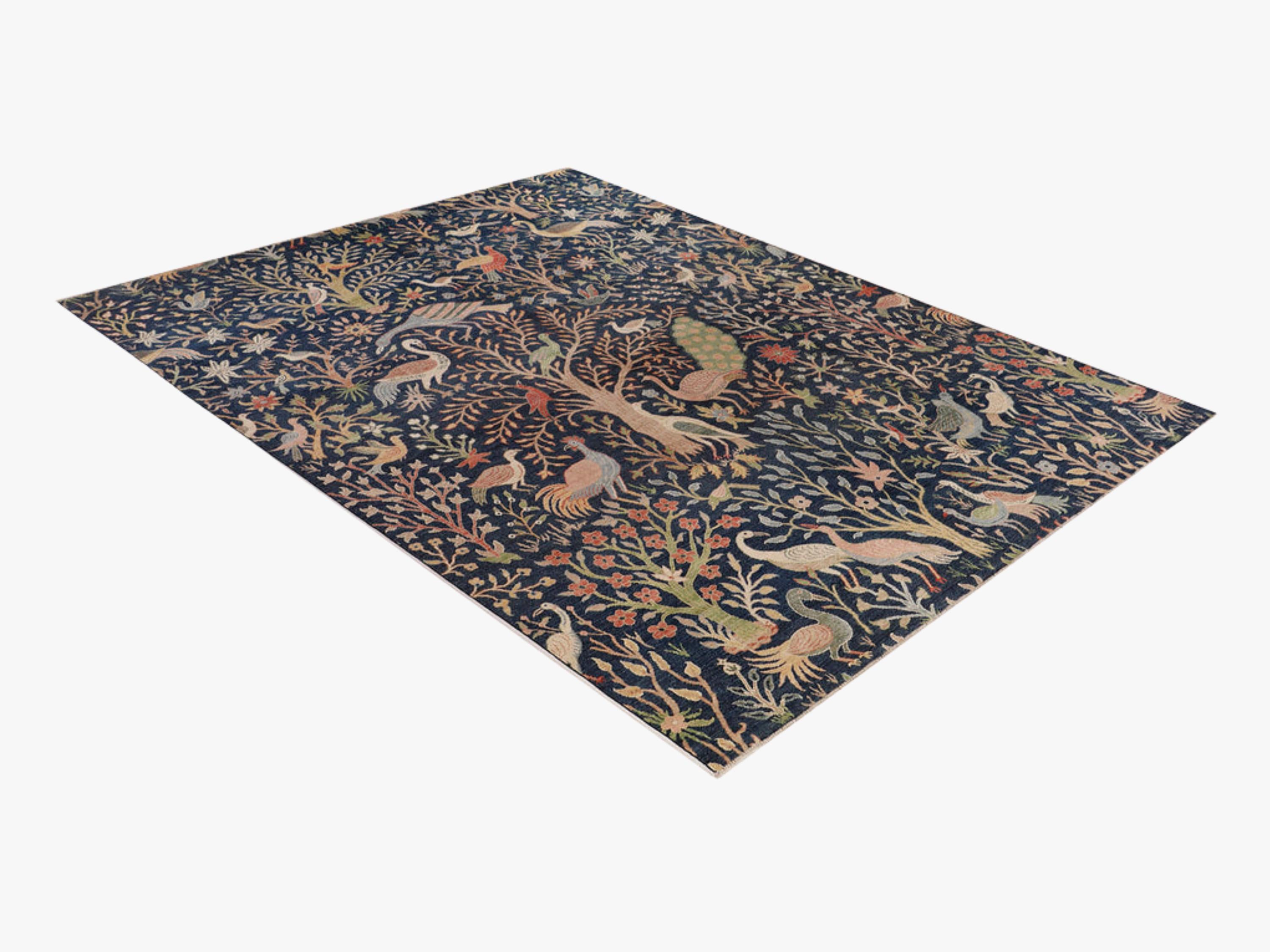 10x15 William Morris Style Rug, Hand Knotted Wool Area Rug, Botanical Floral Turkish Carpet, Large Living Room Statement Decor