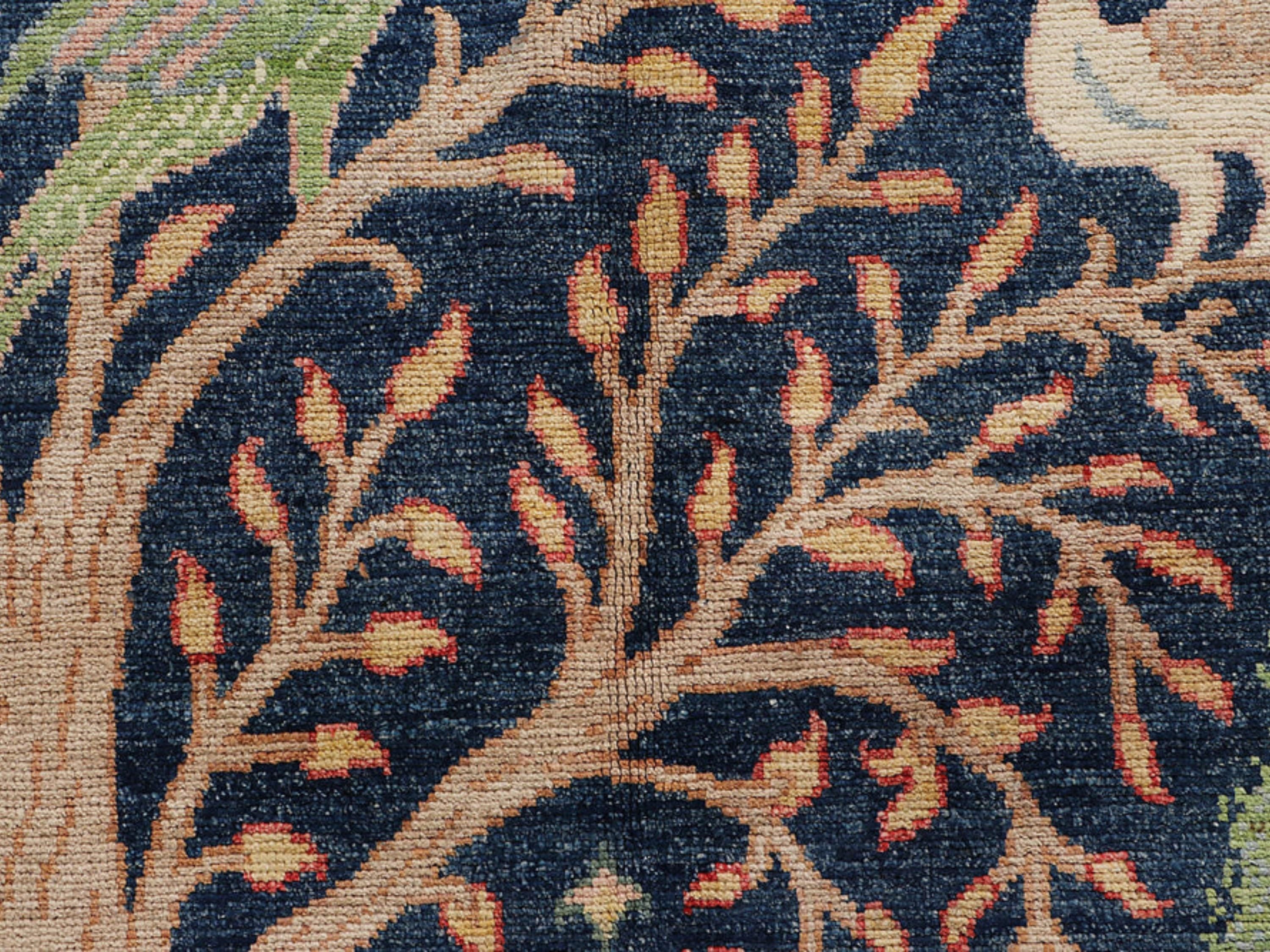 10x15 William Morris Style Rug, Turkish Hand Knotted Wool Area Rug, Botanical Floral Carpet, Large Living Room Statement Rug