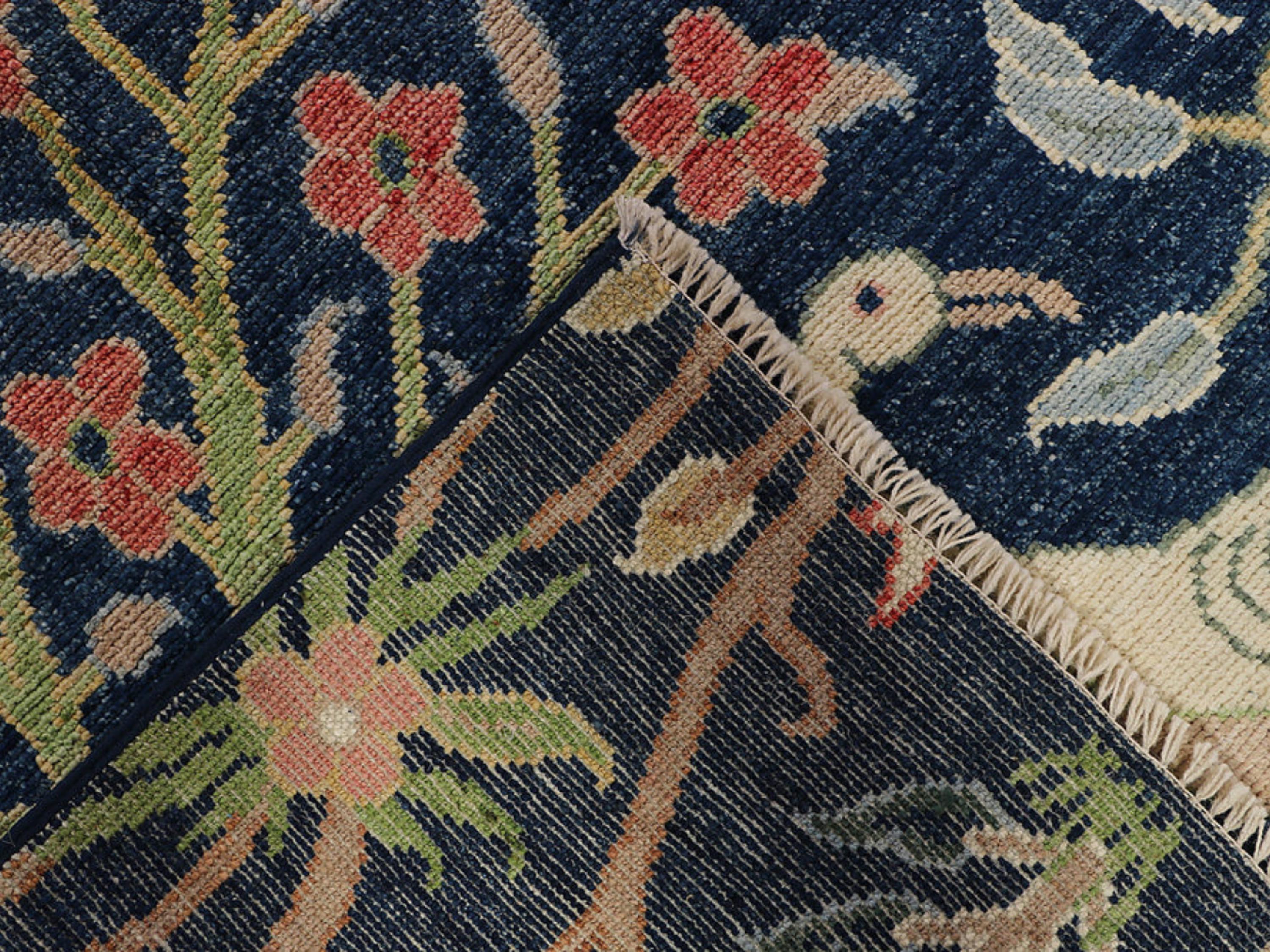 10x15 William Morris Style Rug, Turkish Hand Knotted Wool Area Rug, Botanical Floral Carpet, Large Living Room Statement Rug