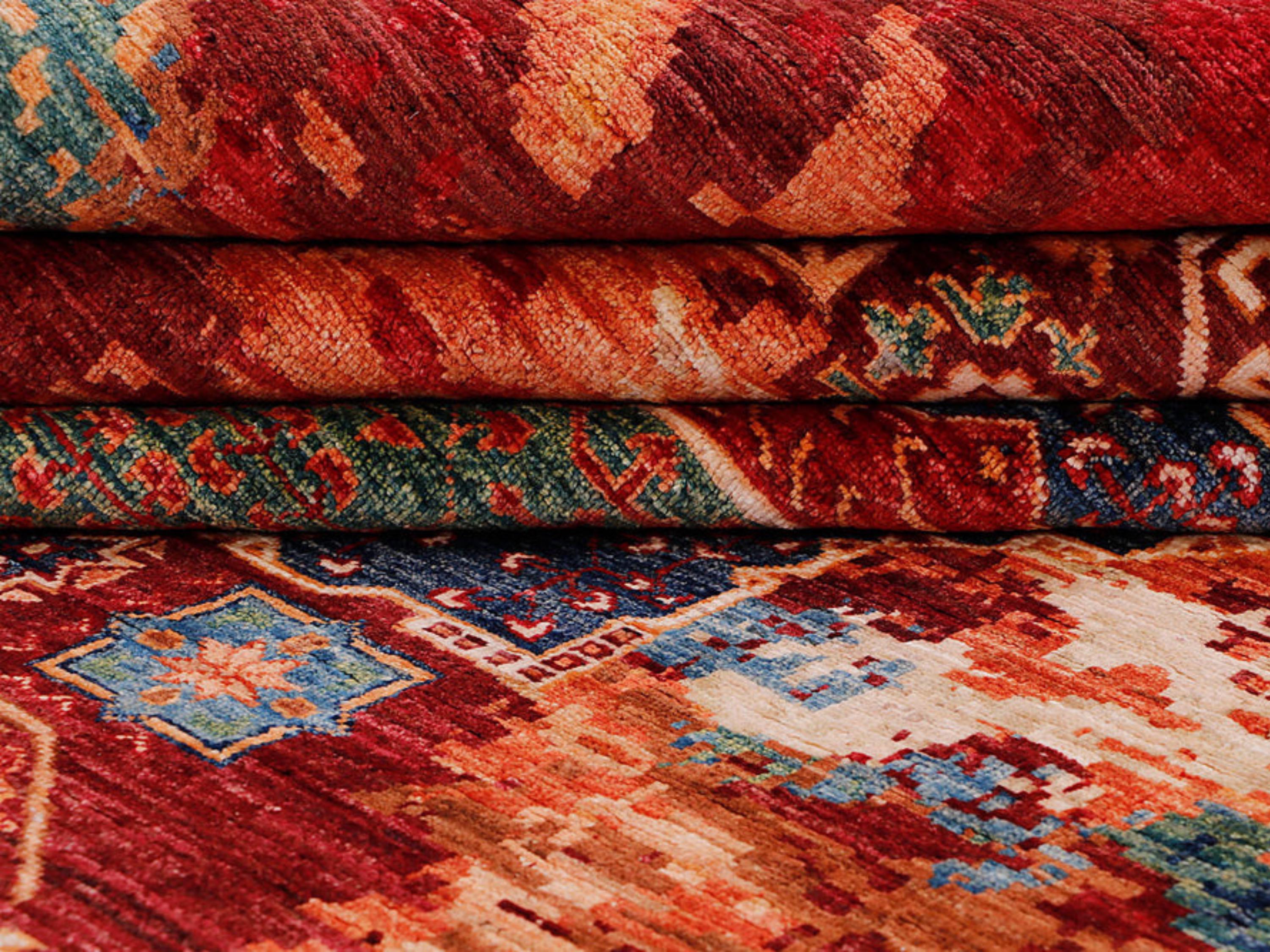 8x10 Persian Style Mamluk Rug, Hand Knotted Wool Area Rug, Geometric Medallion Carpet, Living Room Dining Room Decor