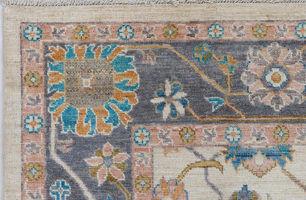 8x10 Ivory Oushak Rug, Vintage Turkish Hand Knotted Wool Area Rug, Traditional Living Room Bedroom Decor