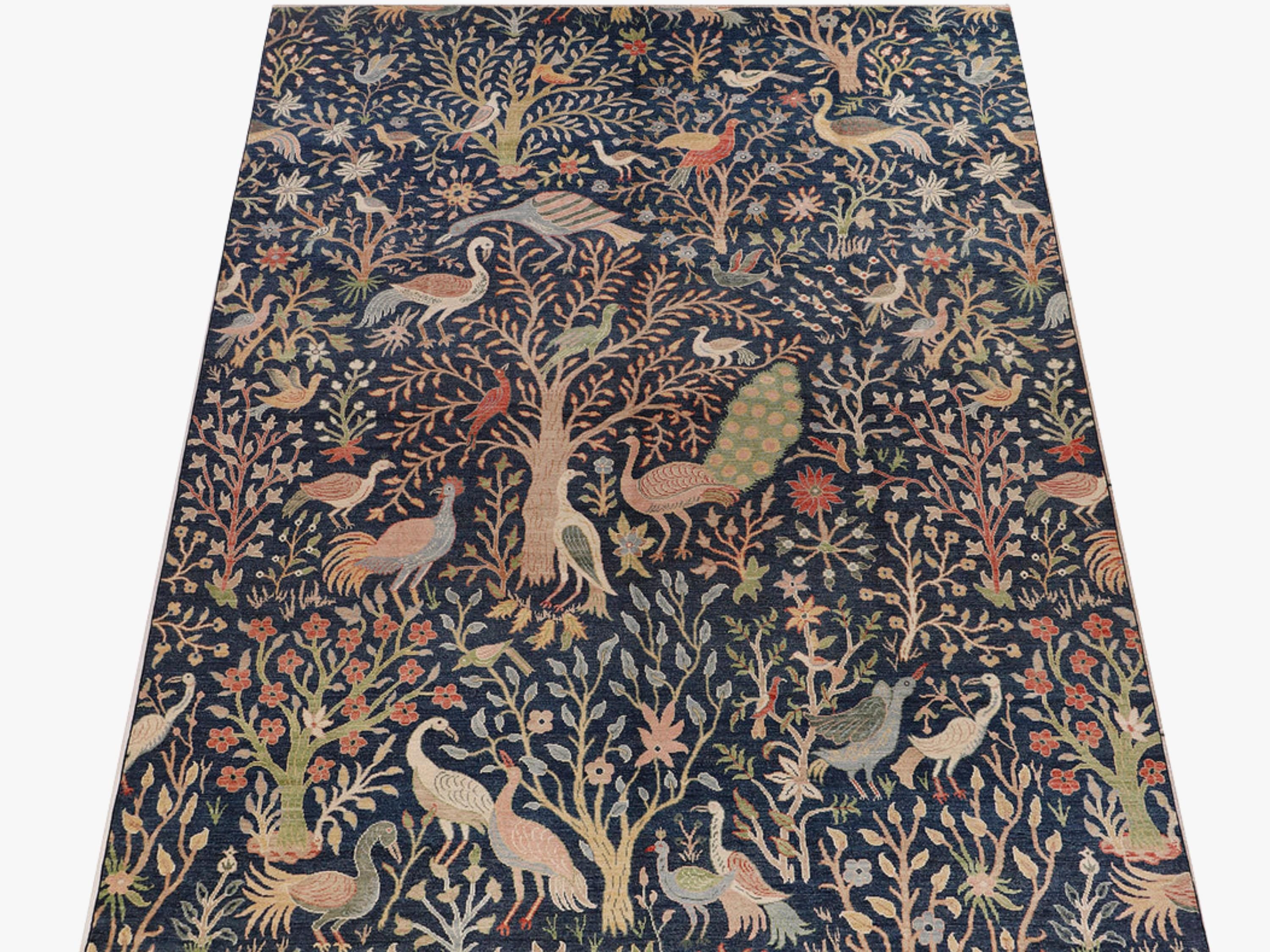 10x15 William Morris Style Rug, Hand Knotted Wool Area Rug, Botanical Floral Turkish Carpet, Large Living Room Statement Decor