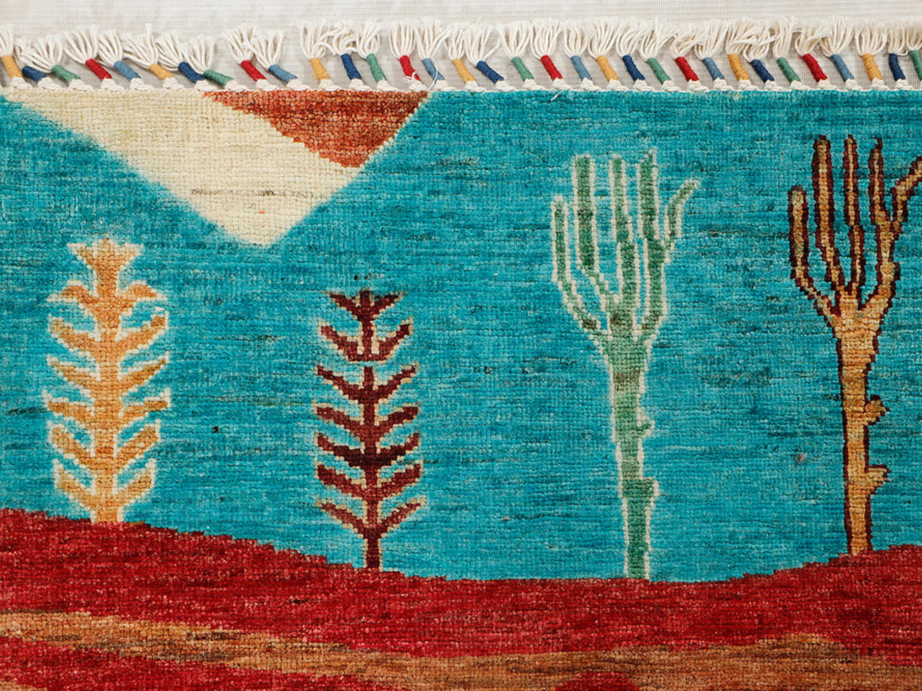 5x7 Persian Style Rug, Hand Knotted Wool Area Rug, Handmade Tree Landscape Pictorial Carpet, Living Room Decor