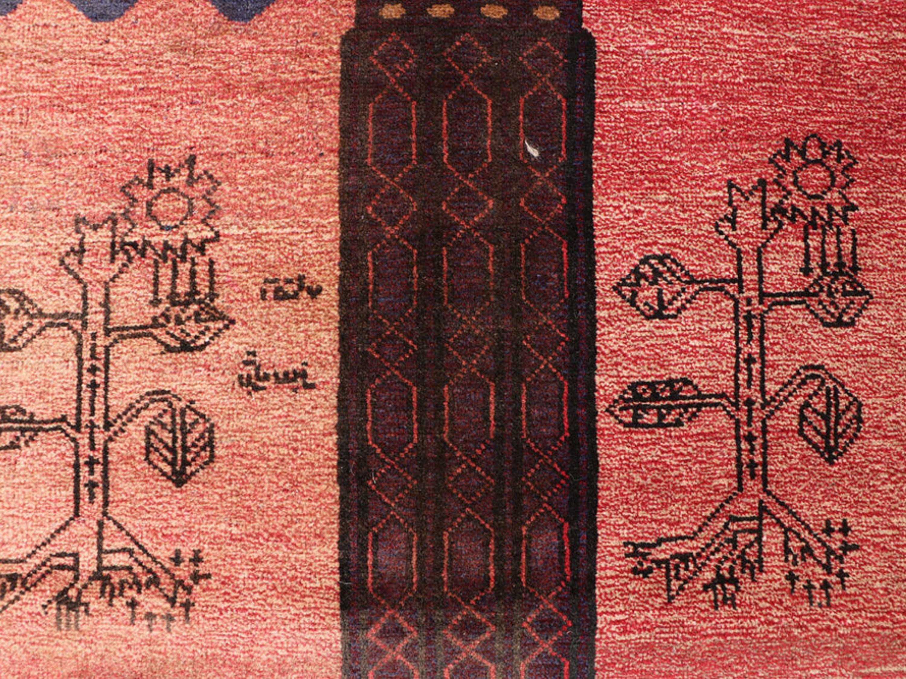 3x4 Landmark Tapestry Wall Hanging Rug, Afghan Style Handmade Wool Textile Wall Art, Tribal Folk Art Decor