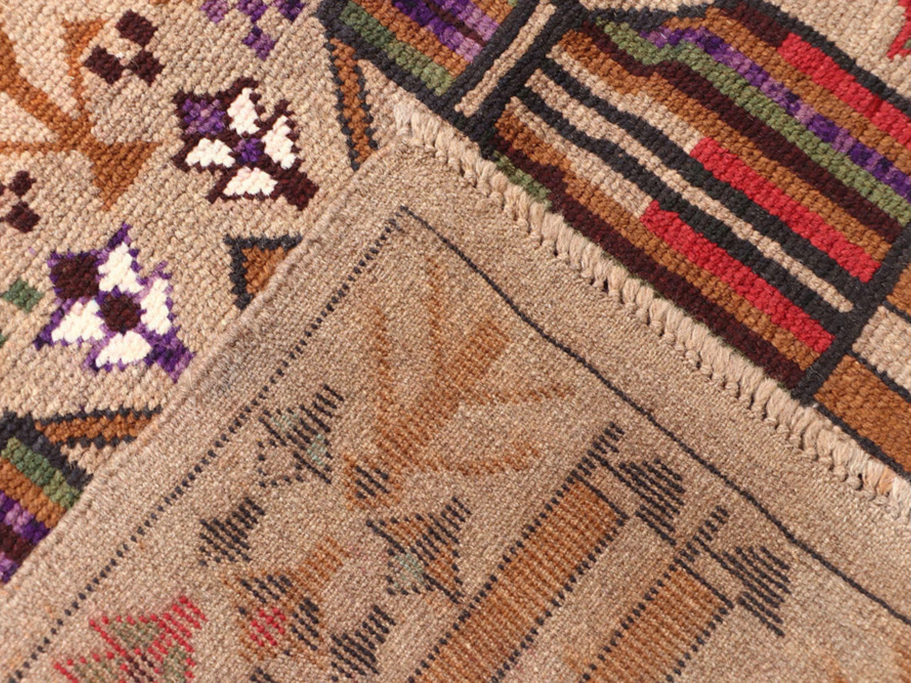 3x4 Artisan Figure Tapestry Wall Hanging Rug, Afghan Style Handmade Wool Textile Wall Art, Tribal Folk Art Decor