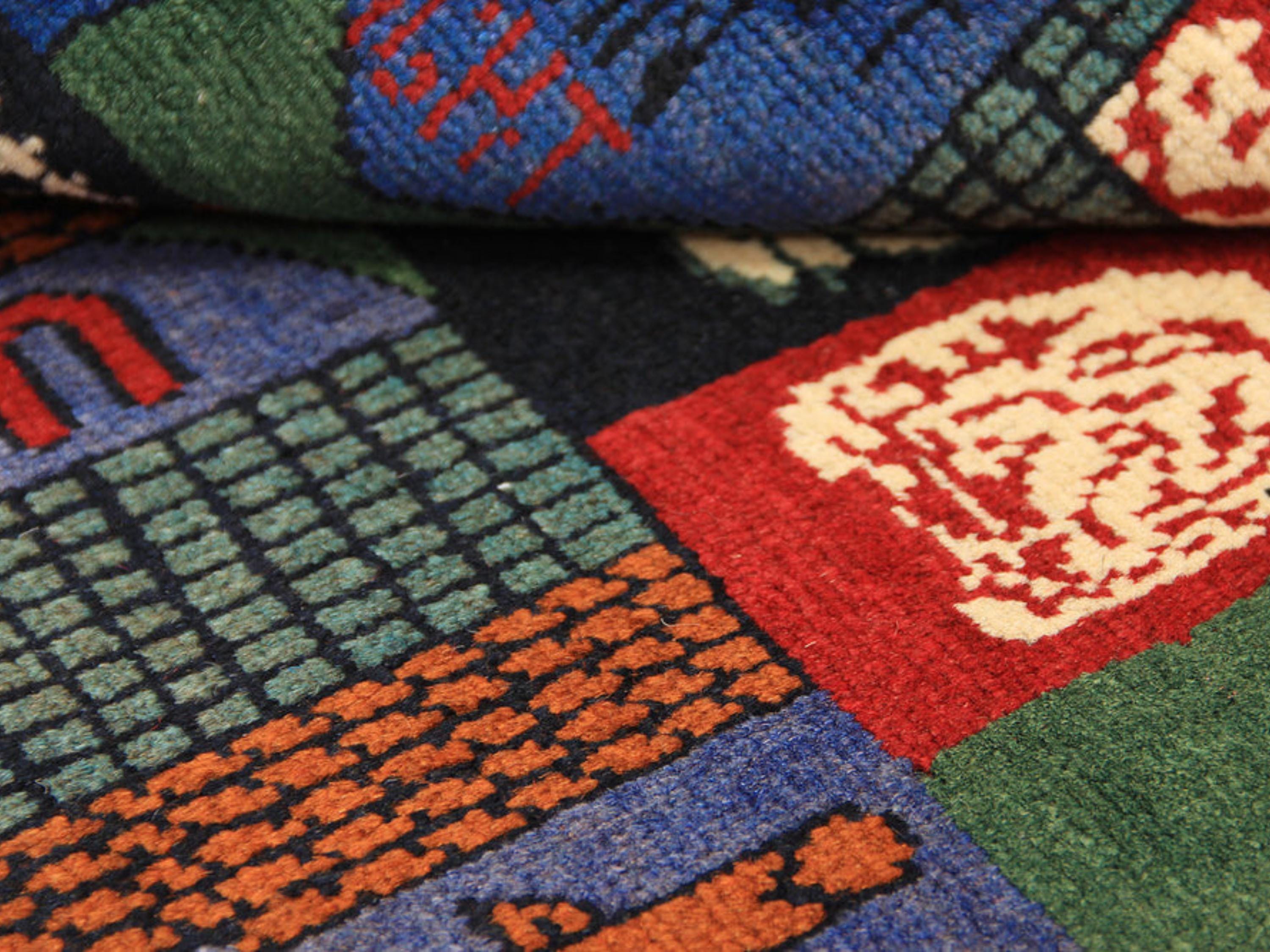 2x3 Collectible Afghan War Rug, Handmade Wool Tribal Wall Art, Military Carpet Decor