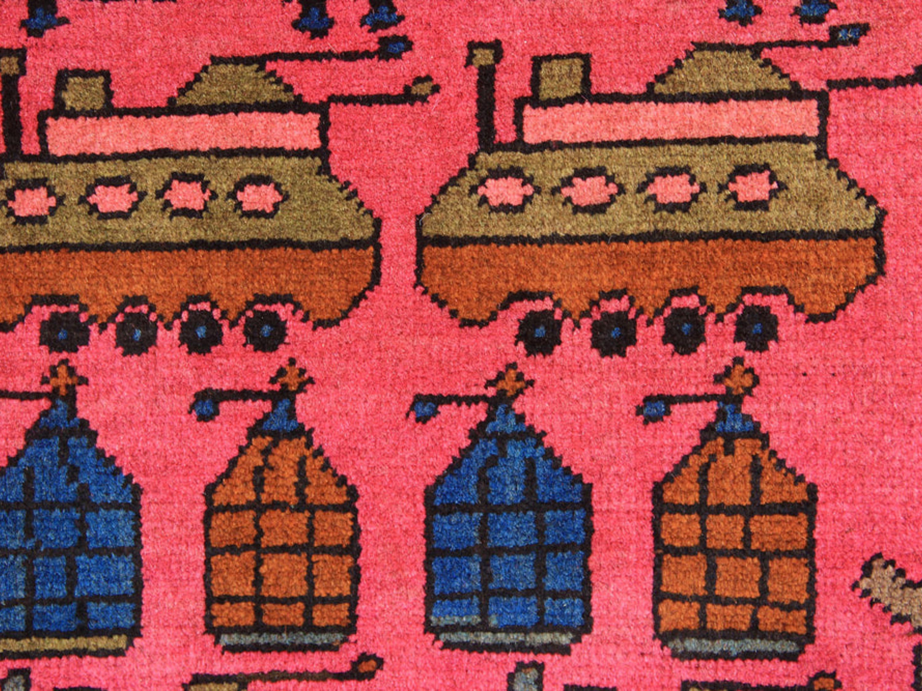 2x3 Tribal Military Rug, Handmade Wool Afghan War Rug, Folk Art Collectible Decor