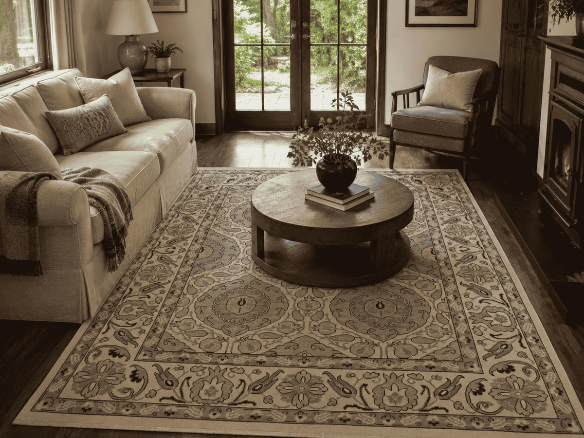 8x10 Turkish Oushak Rug, Vintage Beige Hand Knotted Wool Area Rug, One of a Kind Oriental Carpet, Living Room Bedroom Decor