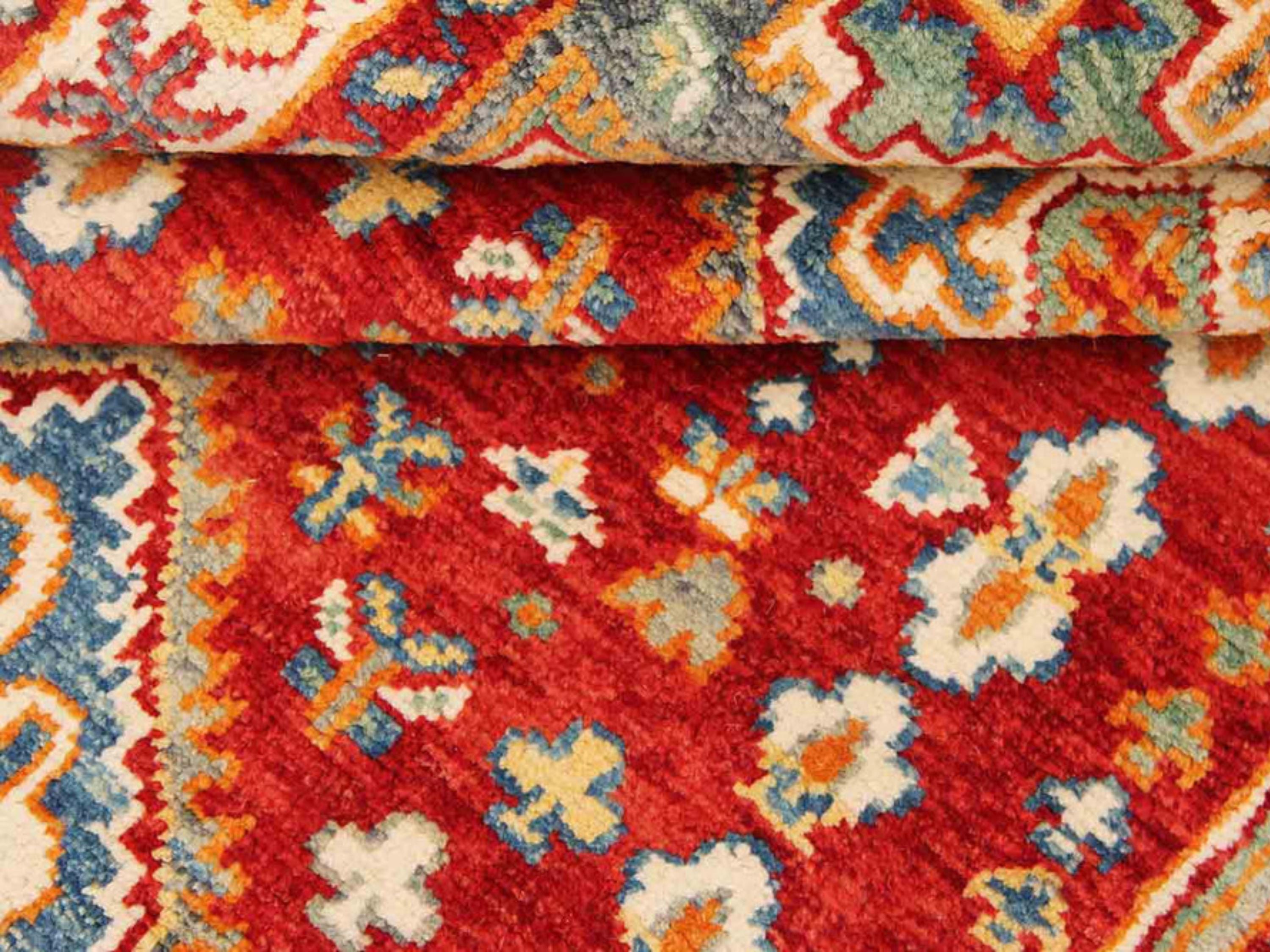 Turkish Qashqai Wool Rug, Hand Knotted Tribal Area Rug, Red Geometric Carpet, Living Room Bedroom Accent Rug, 4x6 ft
