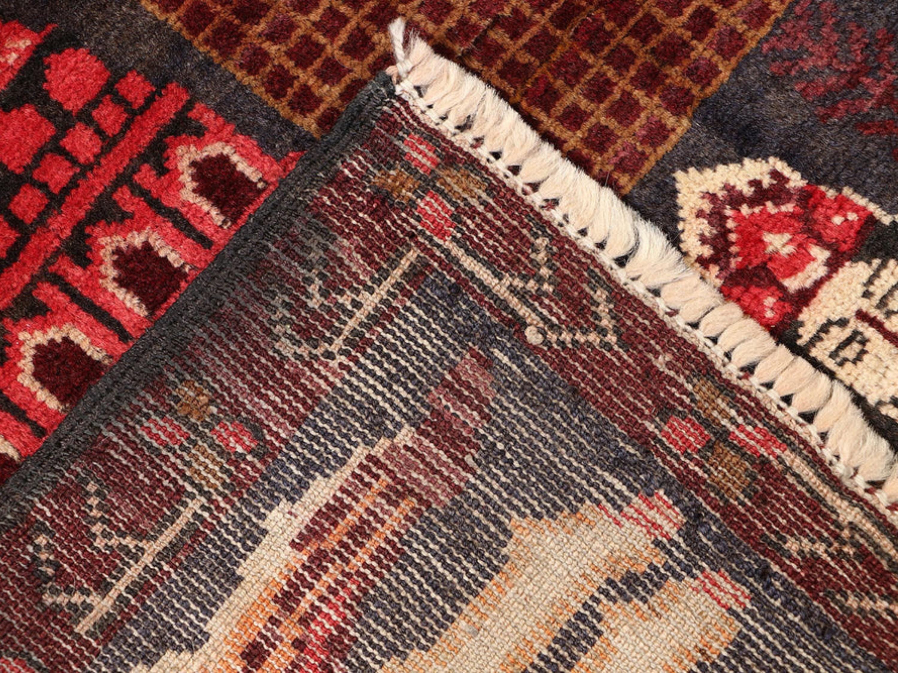3x4 Tribal Pictorial Tapestry Wall Hanging Rug, Afghan Style Handmade Wool Textile Wall Art, Boho Folk Art Decor