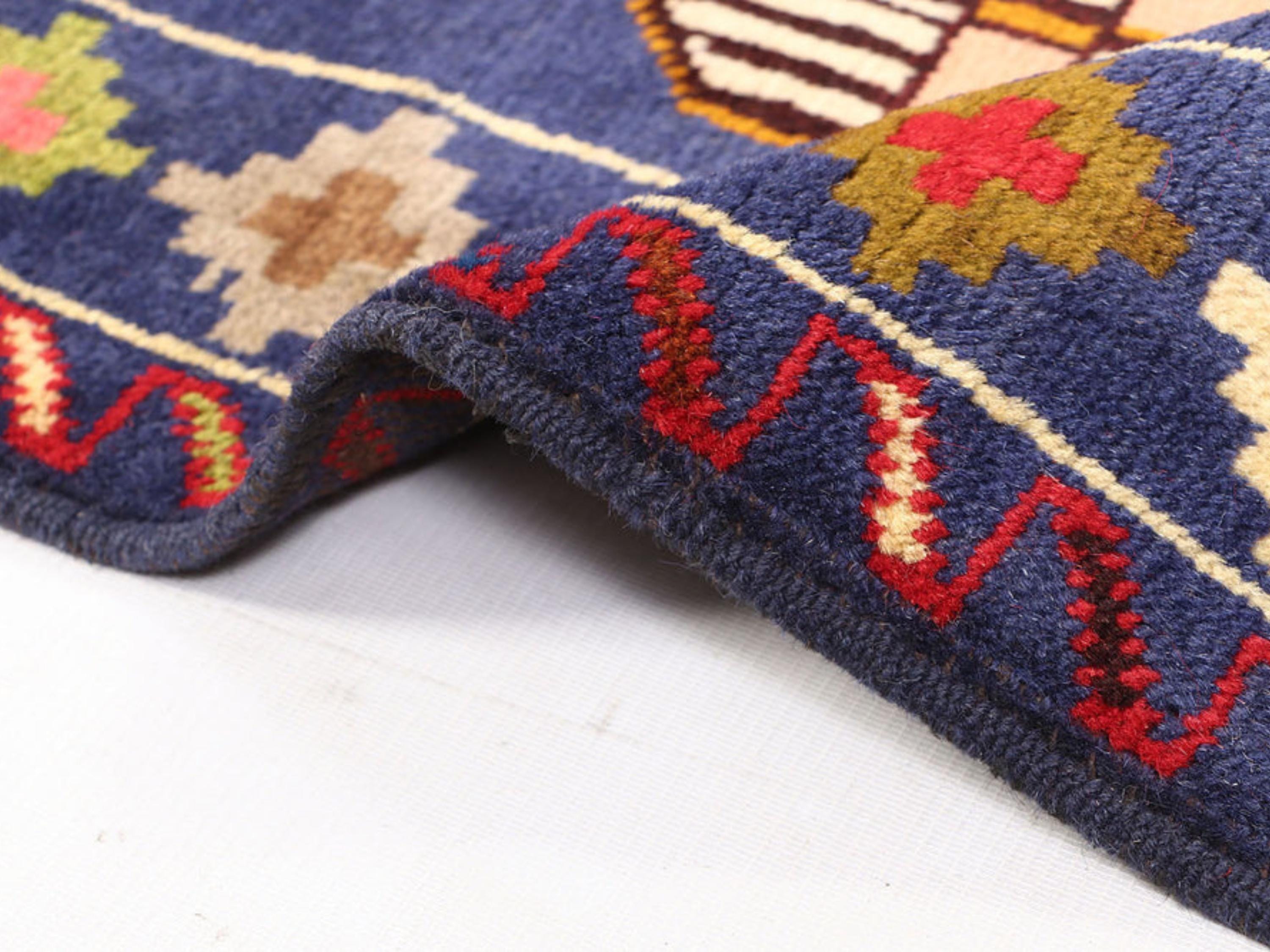 3x5 Folk Figure Woven Wall Hanging, Hand Knotted Wool Afghan Tapestry, Purple Tribal Pictorial Wall Art