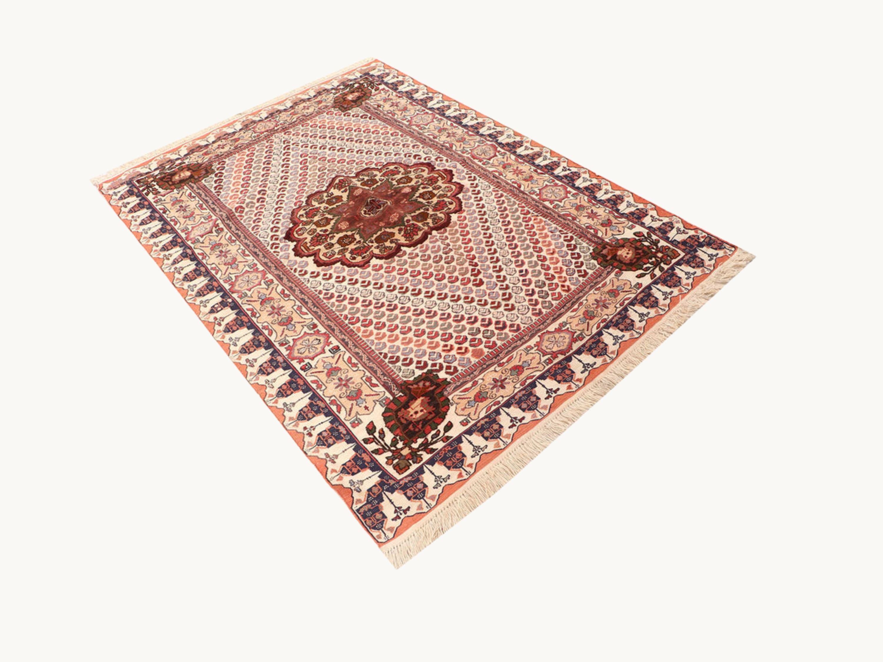 4x6 Persian Style Herati Rug, Afghan Hand Knotted Wool Rug, Floral Oriental Vintage Area Rug