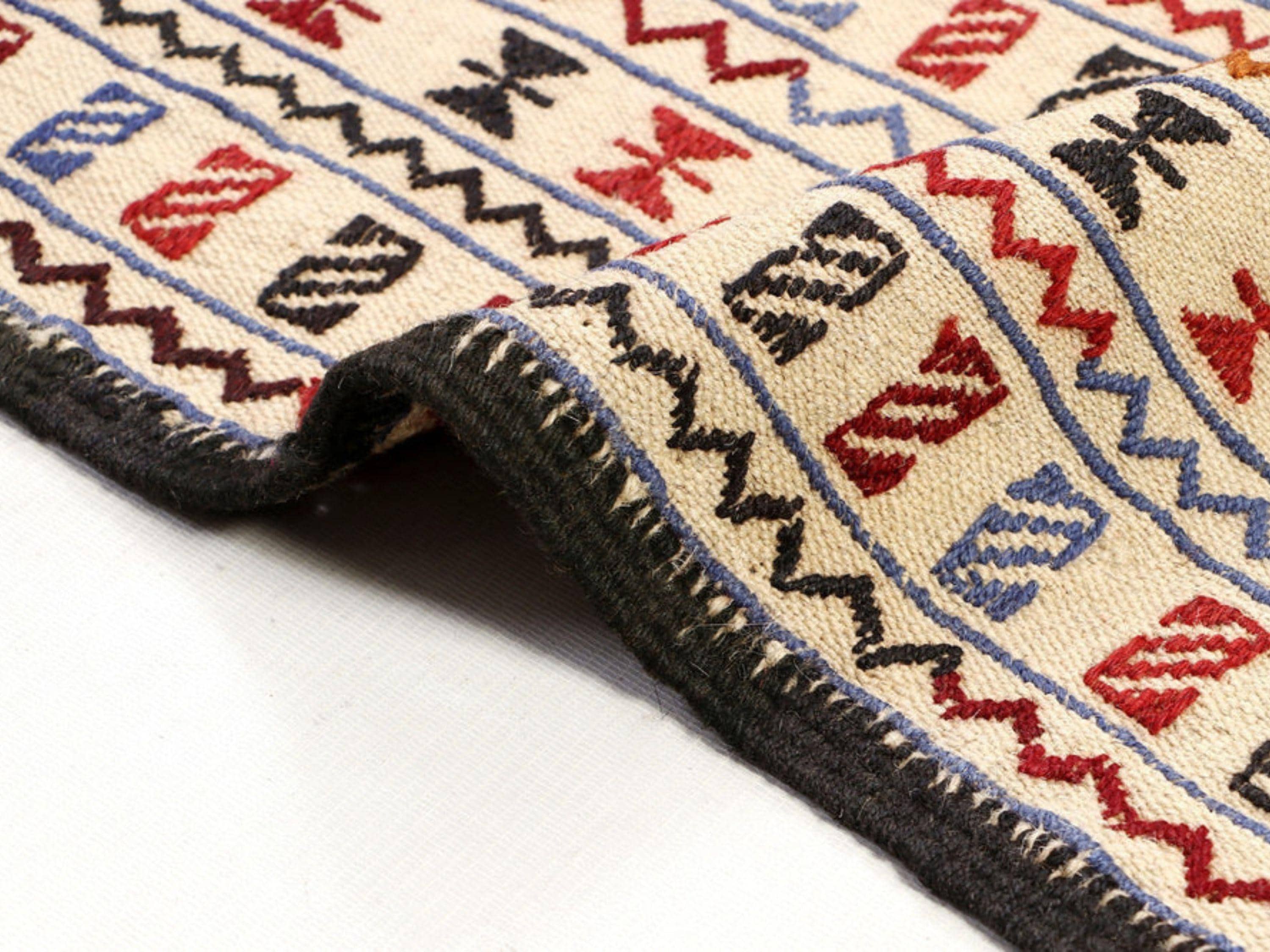 4x6 Afghan Wool Rug, Ivory Hand Knotted Tribal Area Rug, Animal Motif Geometric Carpet