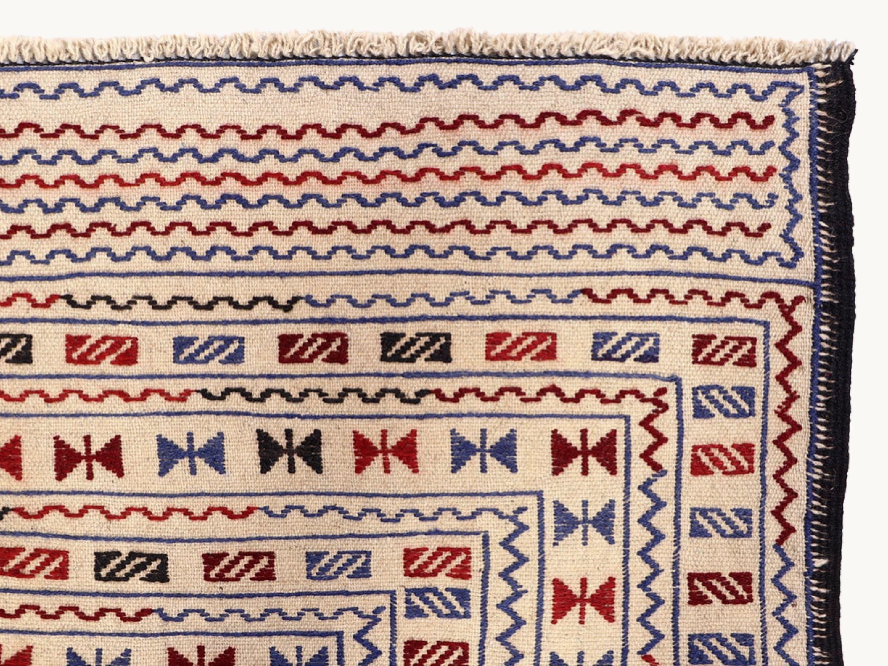 4x6 Afghan Wool Rug, Ivory Hand Knotted Tribal Area Rug, Animal Motif Geometric Carpet
