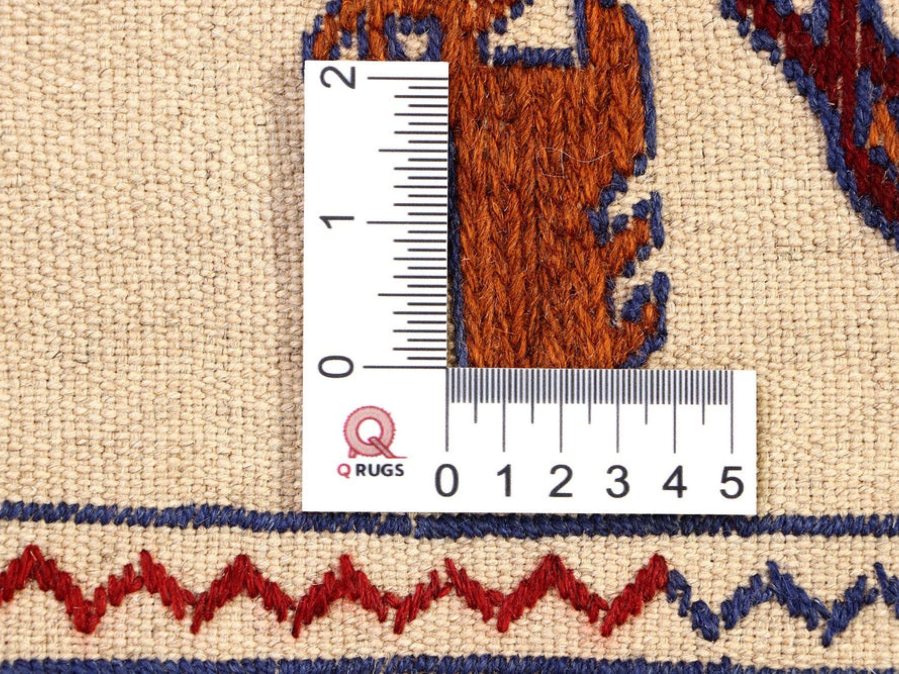 4x6 Afghan Wool Rug, Ivory Hand Knotted Tribal Area Rug, Animal Motif Geometric Carpet