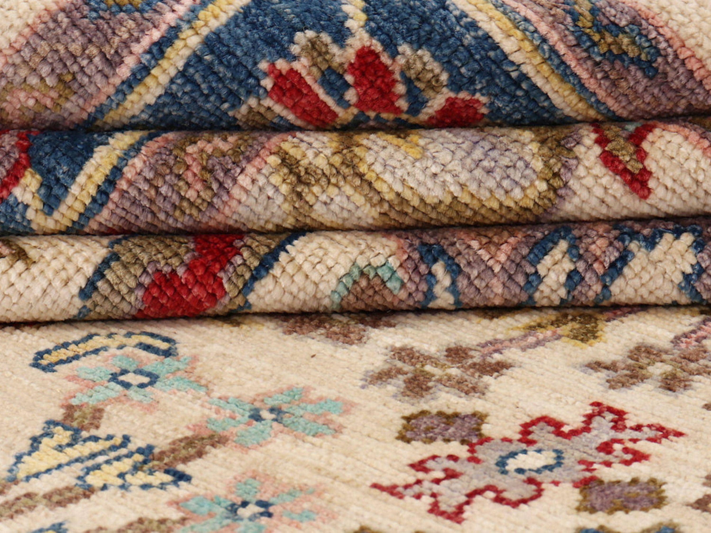 6x9 Turkish Oushak Rug, Muted Ivory Hand Knotted Wool Rug, Floral Palmette Area Rug