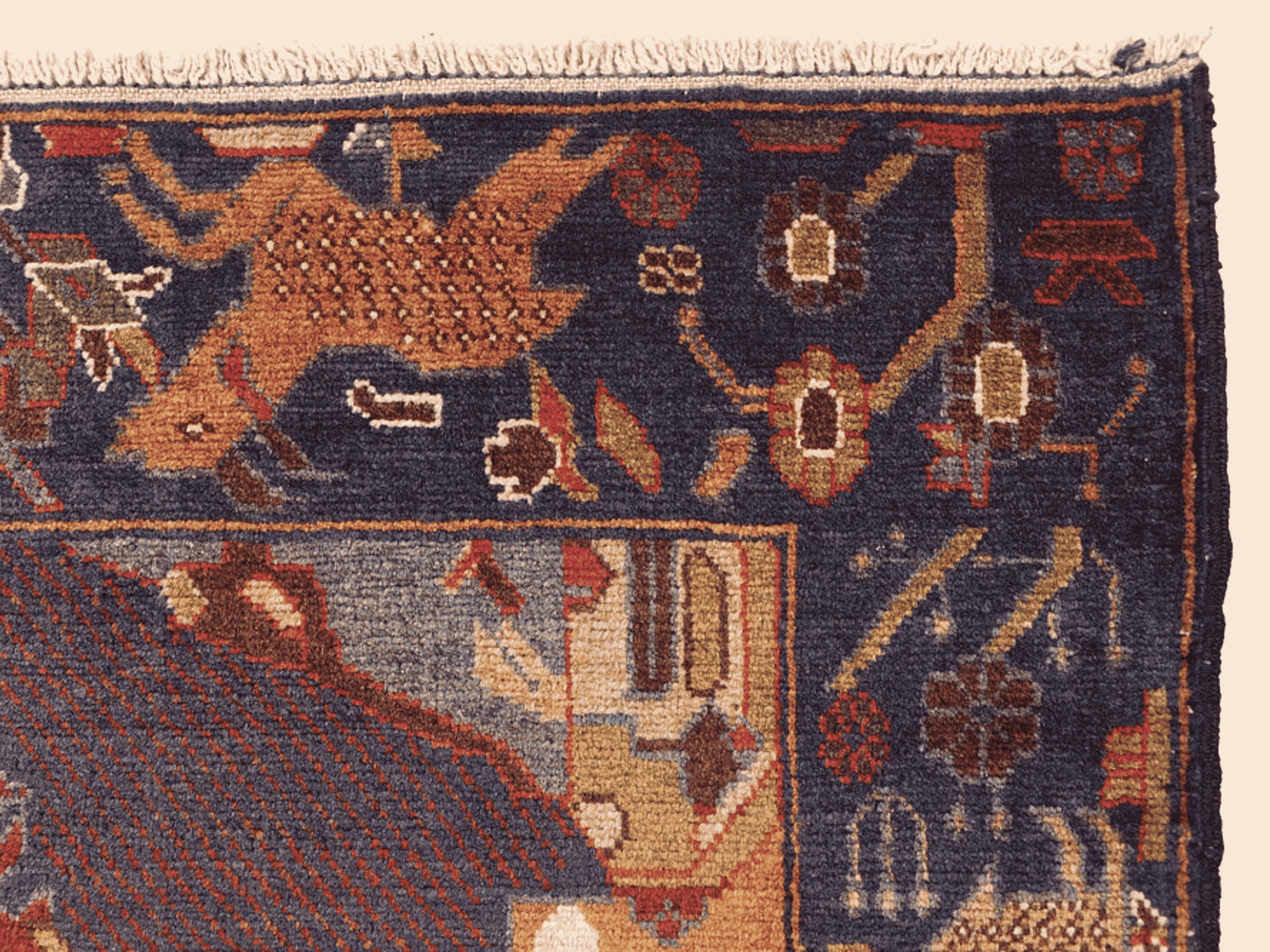 3x5 Brown Pictorial Woven Wall Hanging, Hand Knotted Wool Tapestry, Afghan Style Textile Wall Art, Folk Art Decor