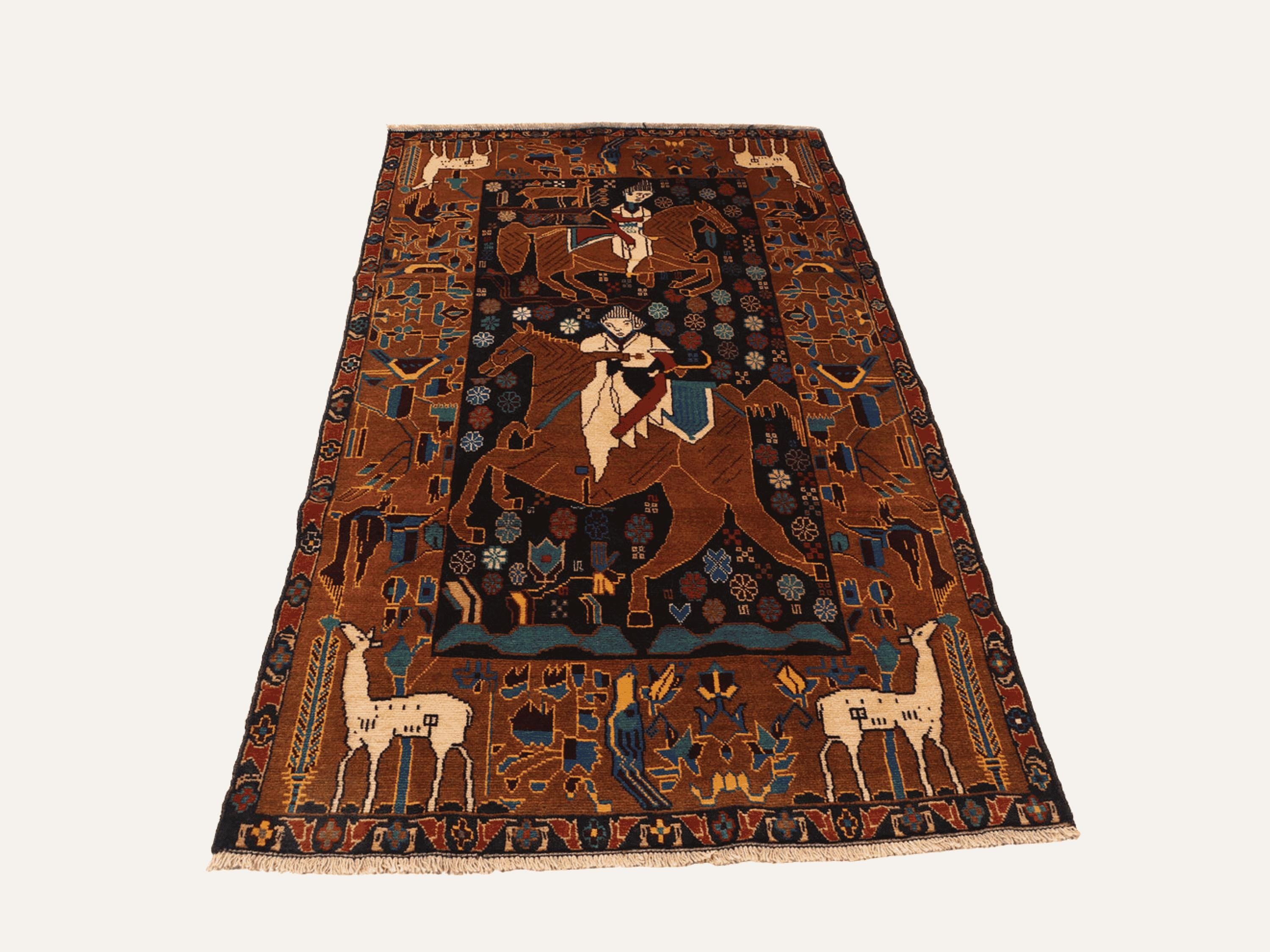 4x6 Tribal Folk Art Tapestry Wall Hanging Rug, Afghan Style Handmade Wool Textile Wall Art, Large Statement Decor