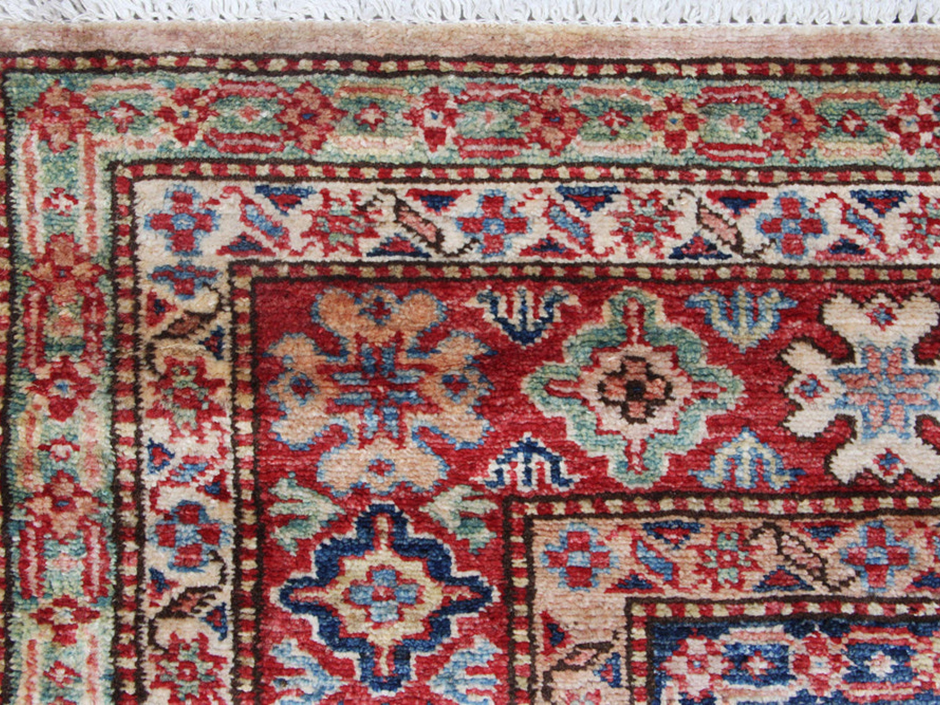 6x9 Kazak Rug, Ivory Hand Knotted Wool Area Rug, Caucasian Tribal Geometric Carpet, Living Room Bedroom Decor