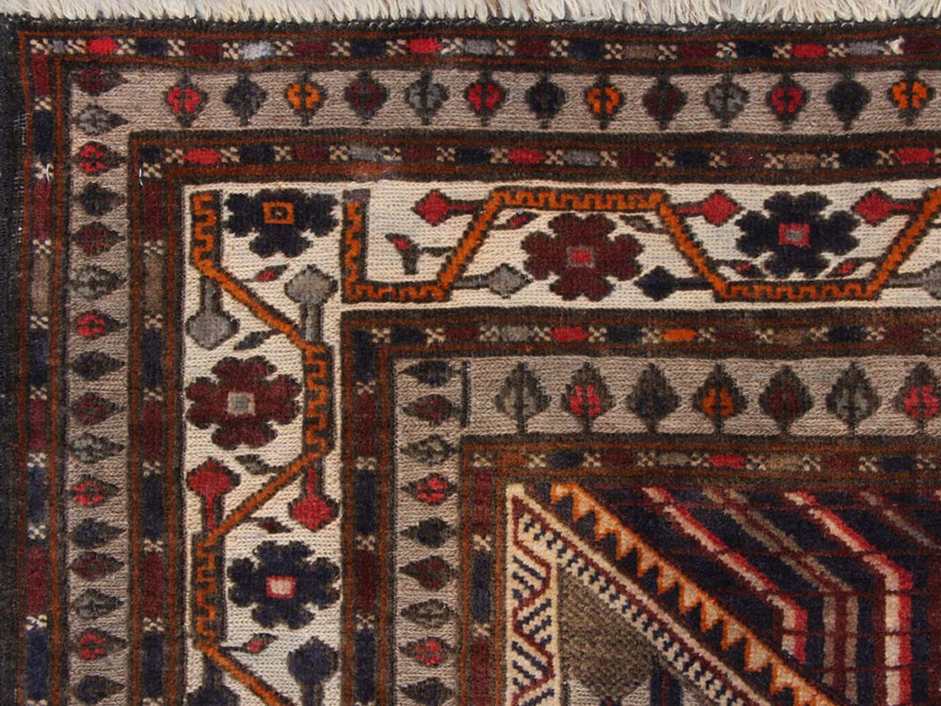 Handmade Berjista Wool Rug, 4x6 Brown Tribal Geometric Area Rug, Living Room Bedroom Decor