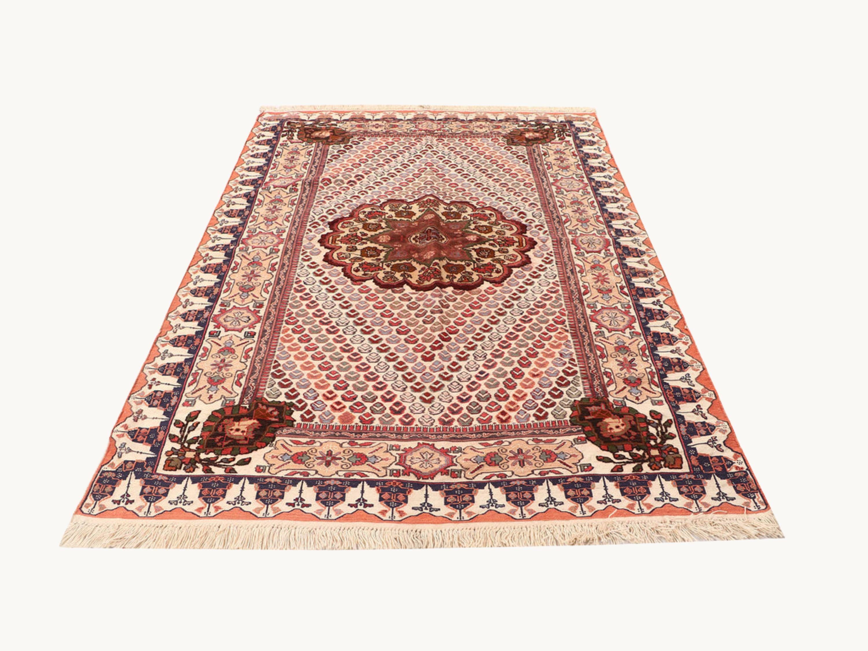 4x6 Persian Style Herati Rug, Afghan Hand Knotted Wool Rug, Floral Oriental Vintage Area Rug